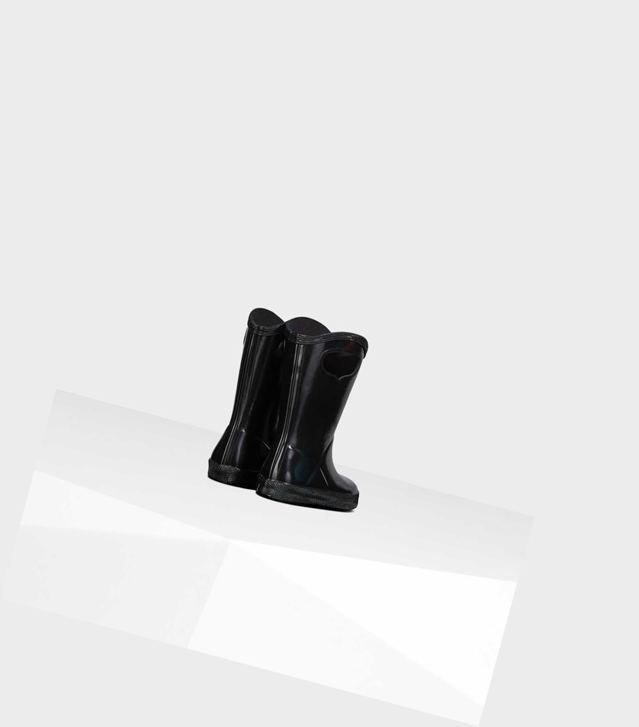 Krótkie Kozaki Dziecięce Hunter Original First Klasyczne Grab Handle Gloss Wellington Czarne | 764ZMYJBR