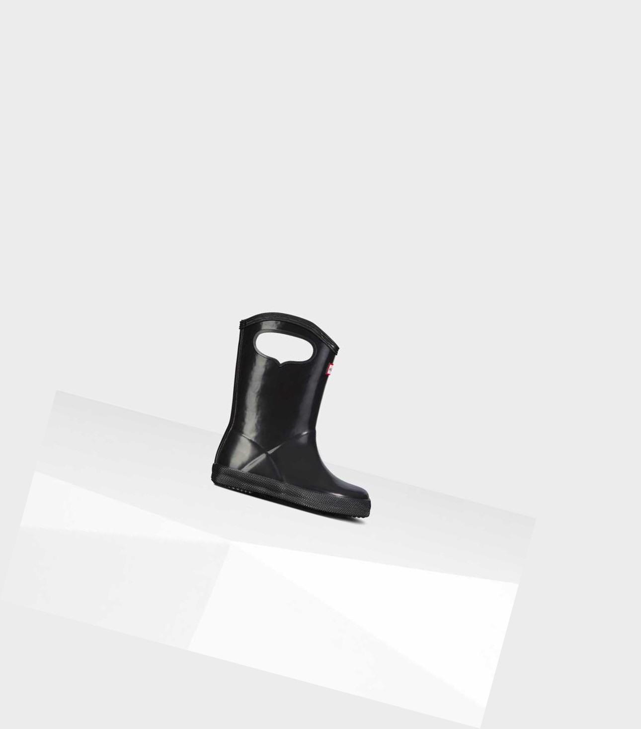 Krótkie Kozaki Dziecięce Hunter Original First Klasyczne Grab Handle Gloss Wellington Czarne | 764ZMYJBR