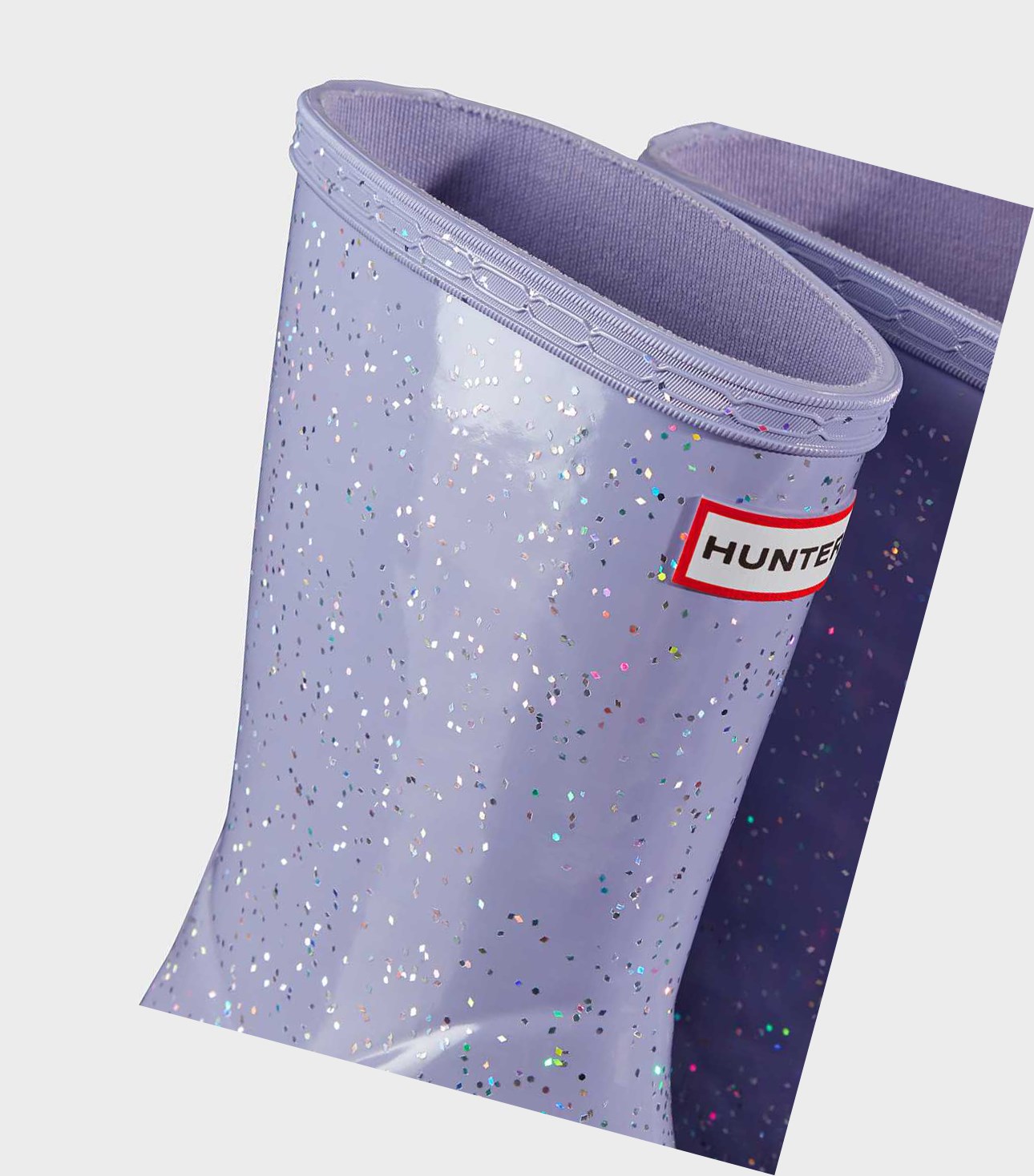Krótkie Kozaki Dziecięce Hunter Original First Giant Glitter Wellington Fioletowe | 905CATXVL