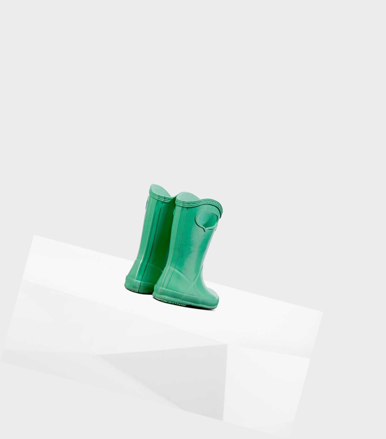 Krótkie Kozaki Dziecięce Hunter Original First Klasyczne Grab Handle Gloss Wellington Zielone | 926BYICGO