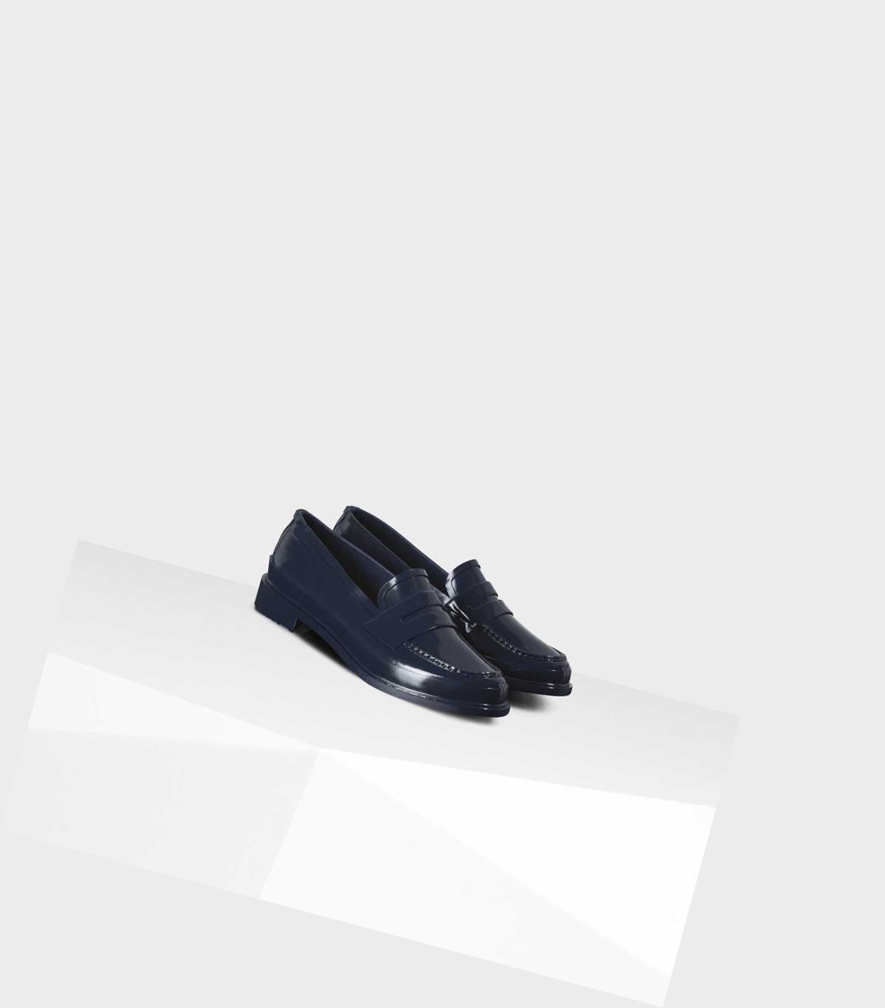 Loafersy Damskie Hunter Original Gloss Penny Granatowe | 126DGOFTC