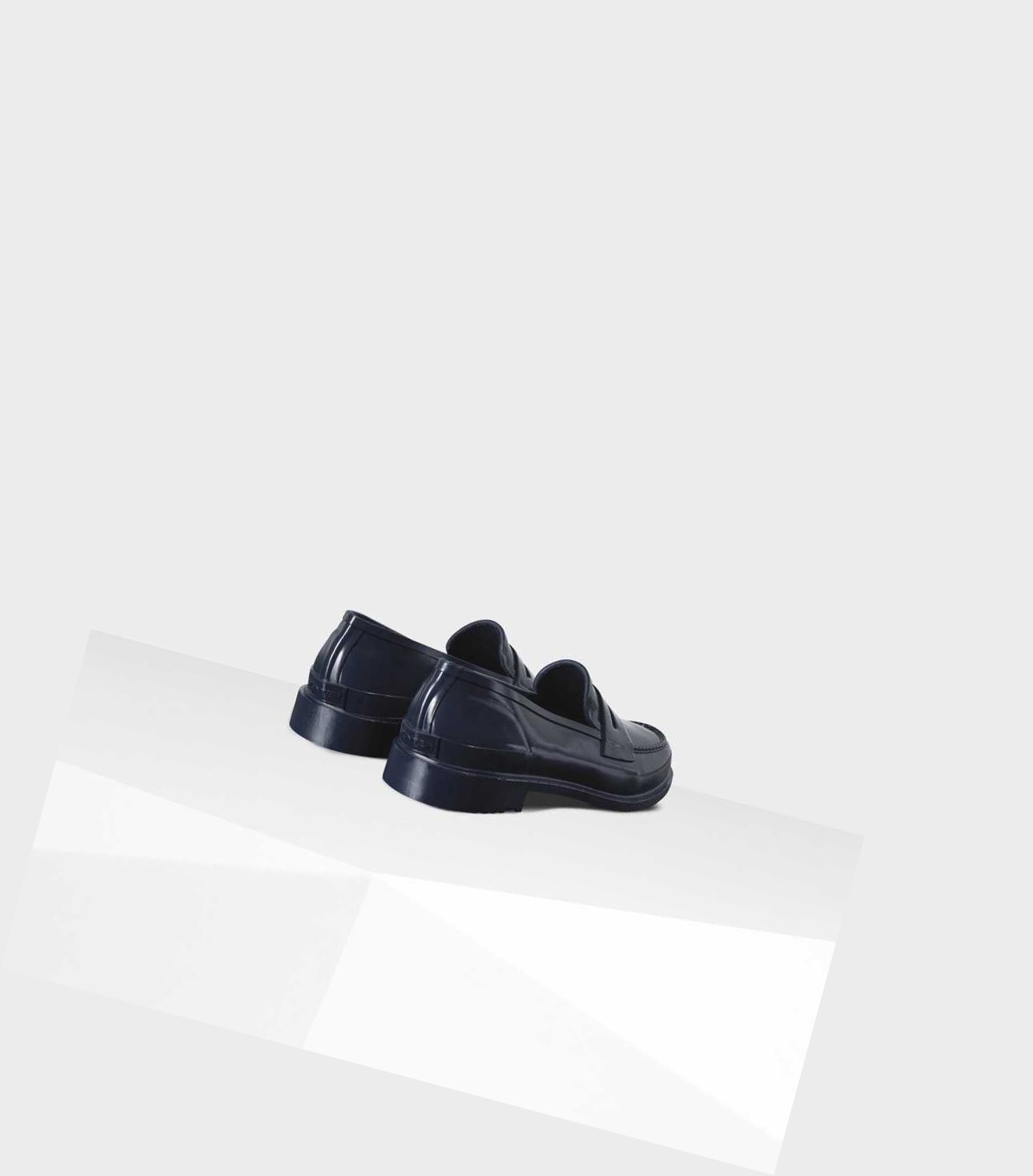 Loafersy Damskie Hunter Original Gloss Penny Granatowe | 126DGOFTC