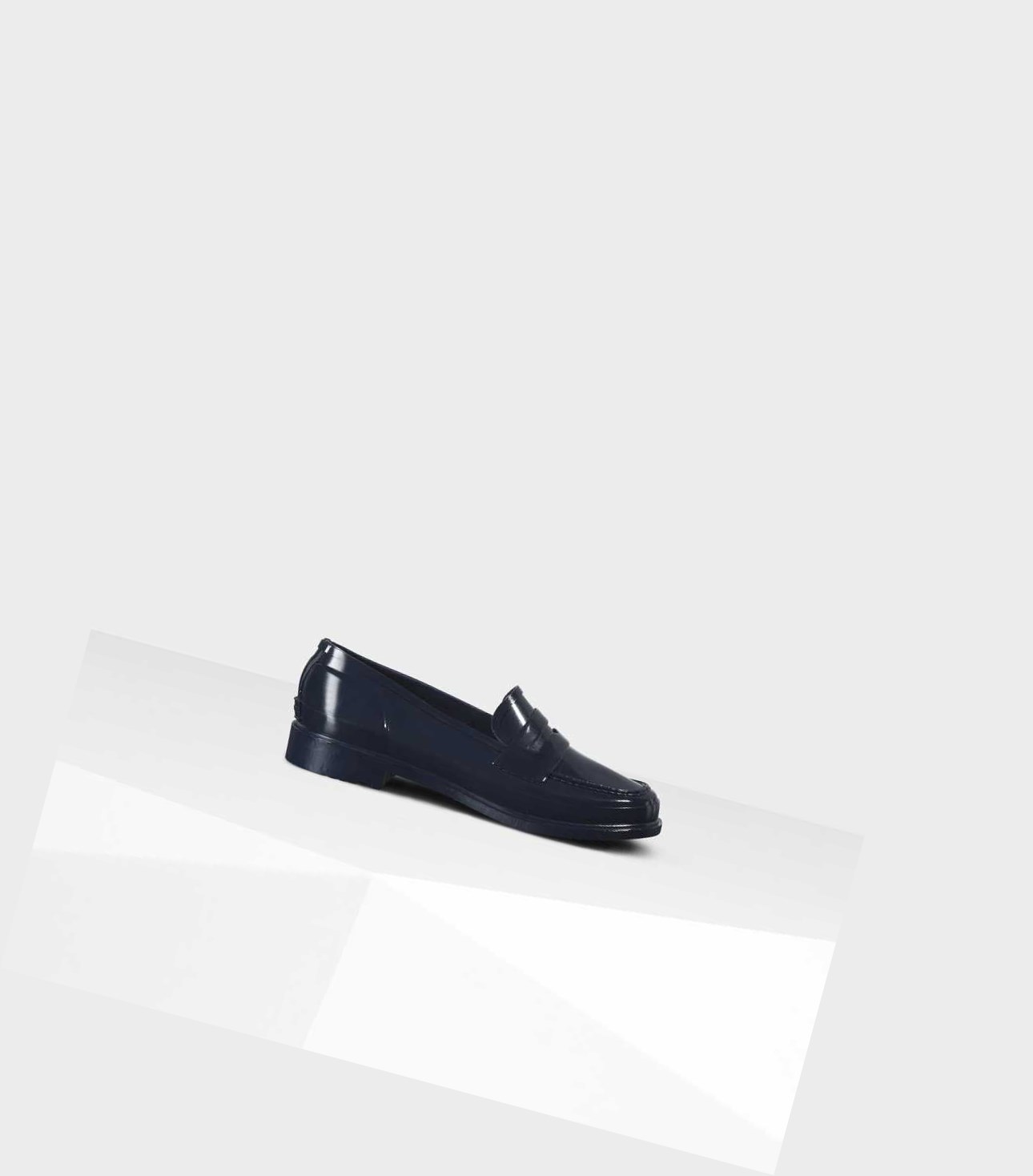 Loafersy Damskie Hunter Original Gloss Penny Granatowe | 126DGOFTC