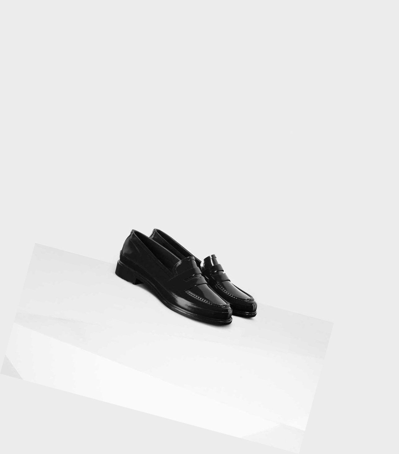 Loafersy Damskie Hunter Original Gloss Penny Czarne | 365AHZTVP