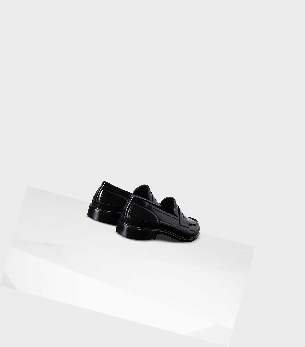 Loafersy Damskie Hunter Original Gloss Penny Czarne | 365AHZTVP