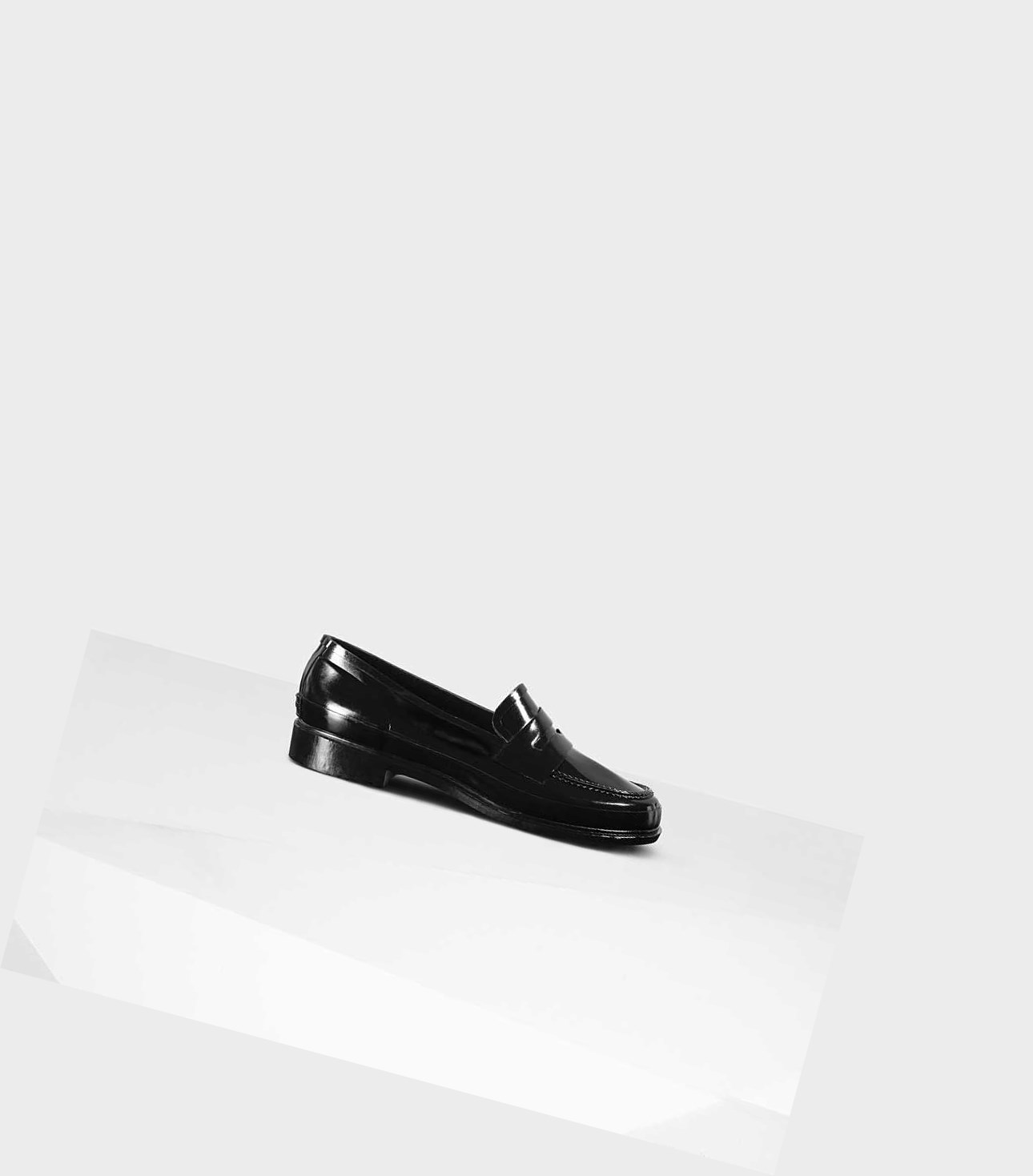 Loafersy Damskie Hunter Original Gloss Penny Czarne | 365AHZTVP