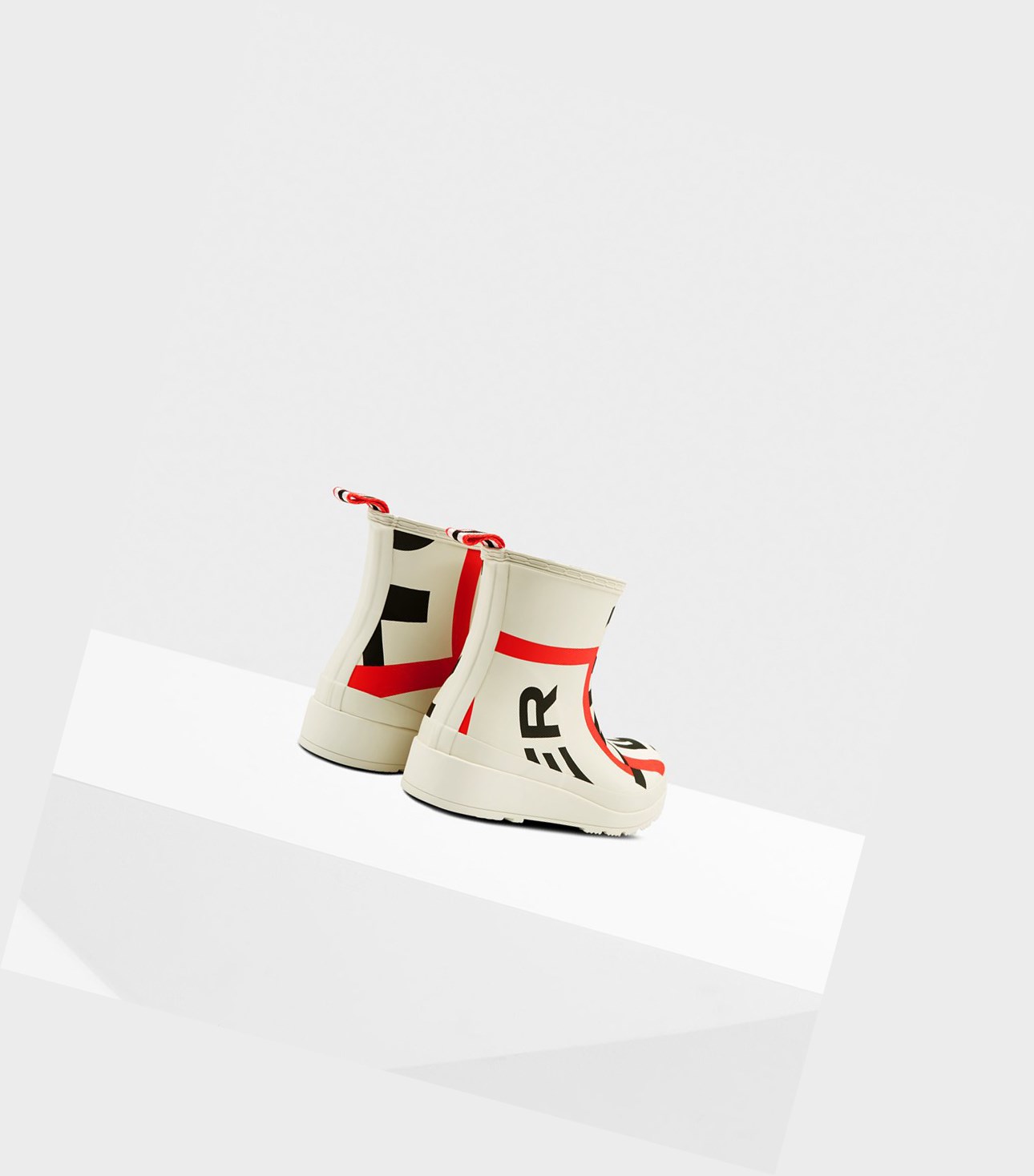 Play Boots Damskie Hunter Original Krótkie Exploded Logo Rain Białe | 402AKUPVJ