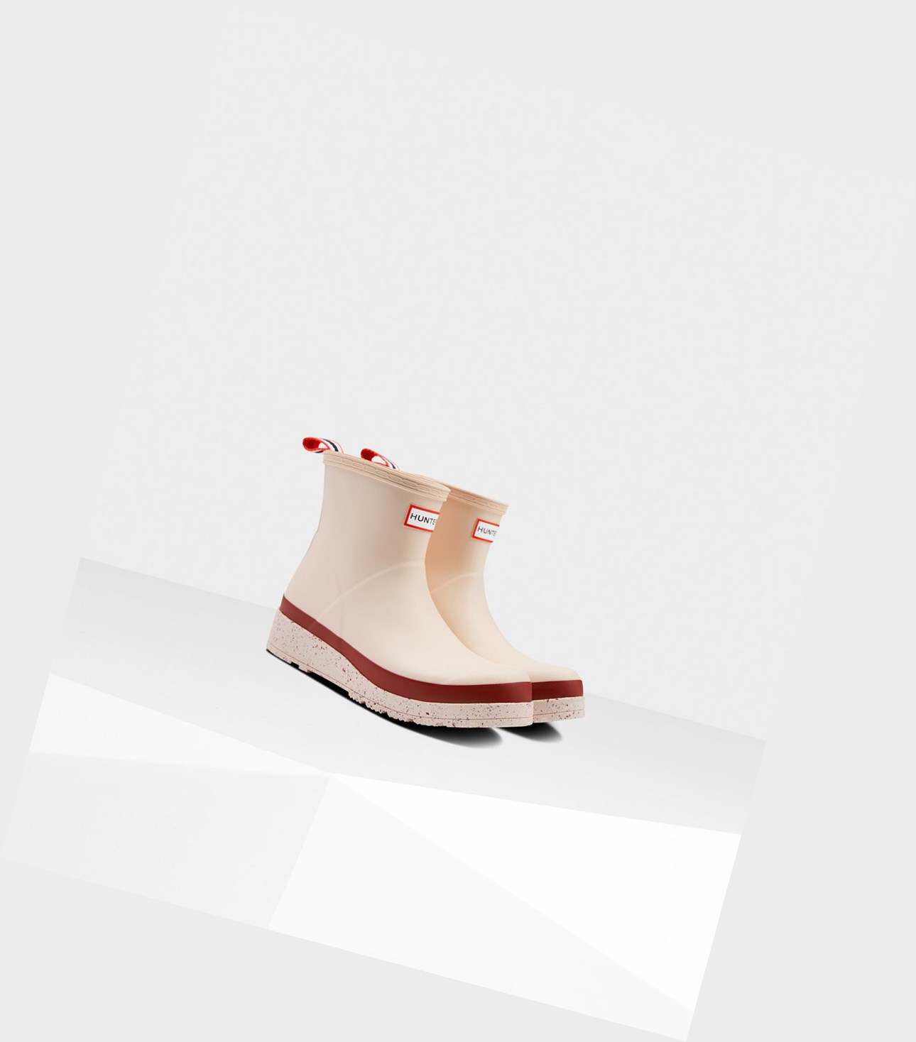 Play Boots Damskie Hunter Original Krótkie Speckle Rain Beżowe Czerwone | 817JBVHOZ