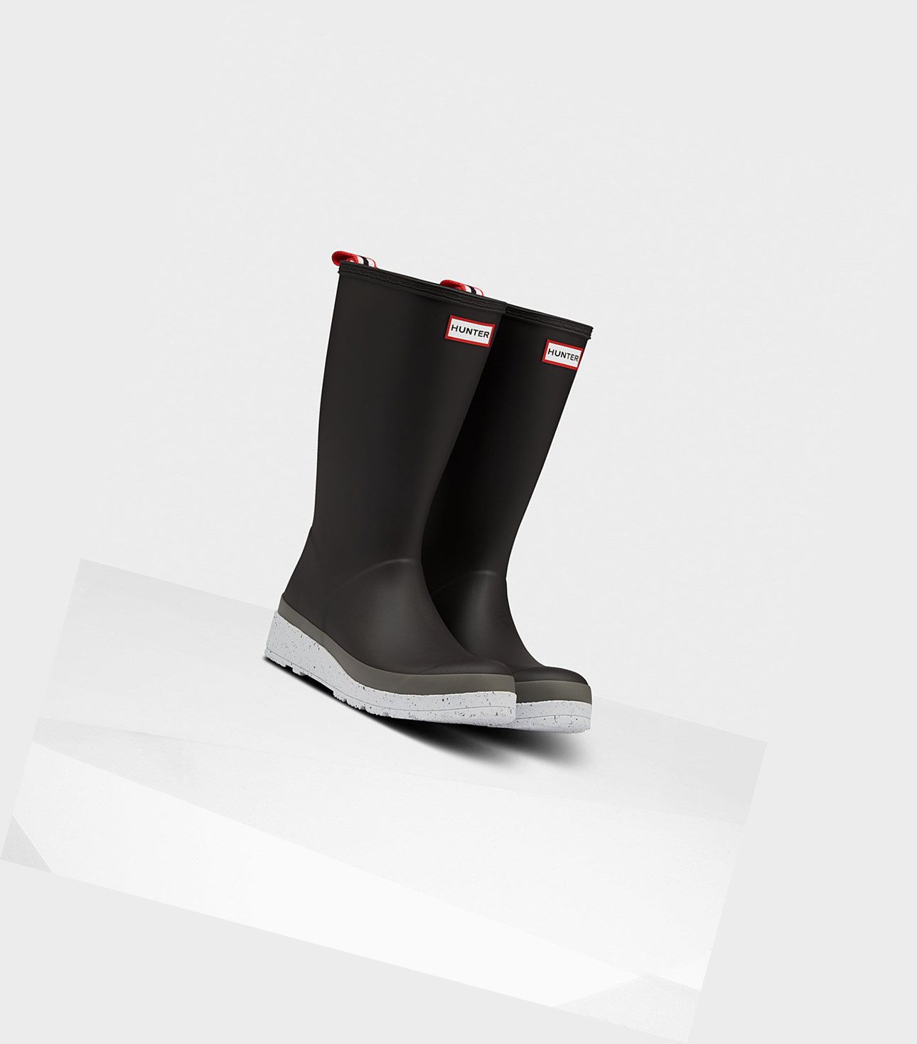 Play Boots Damskie Hunter Original Wysokie Speckle Rain Czarne Szare | 907ULQPMZ