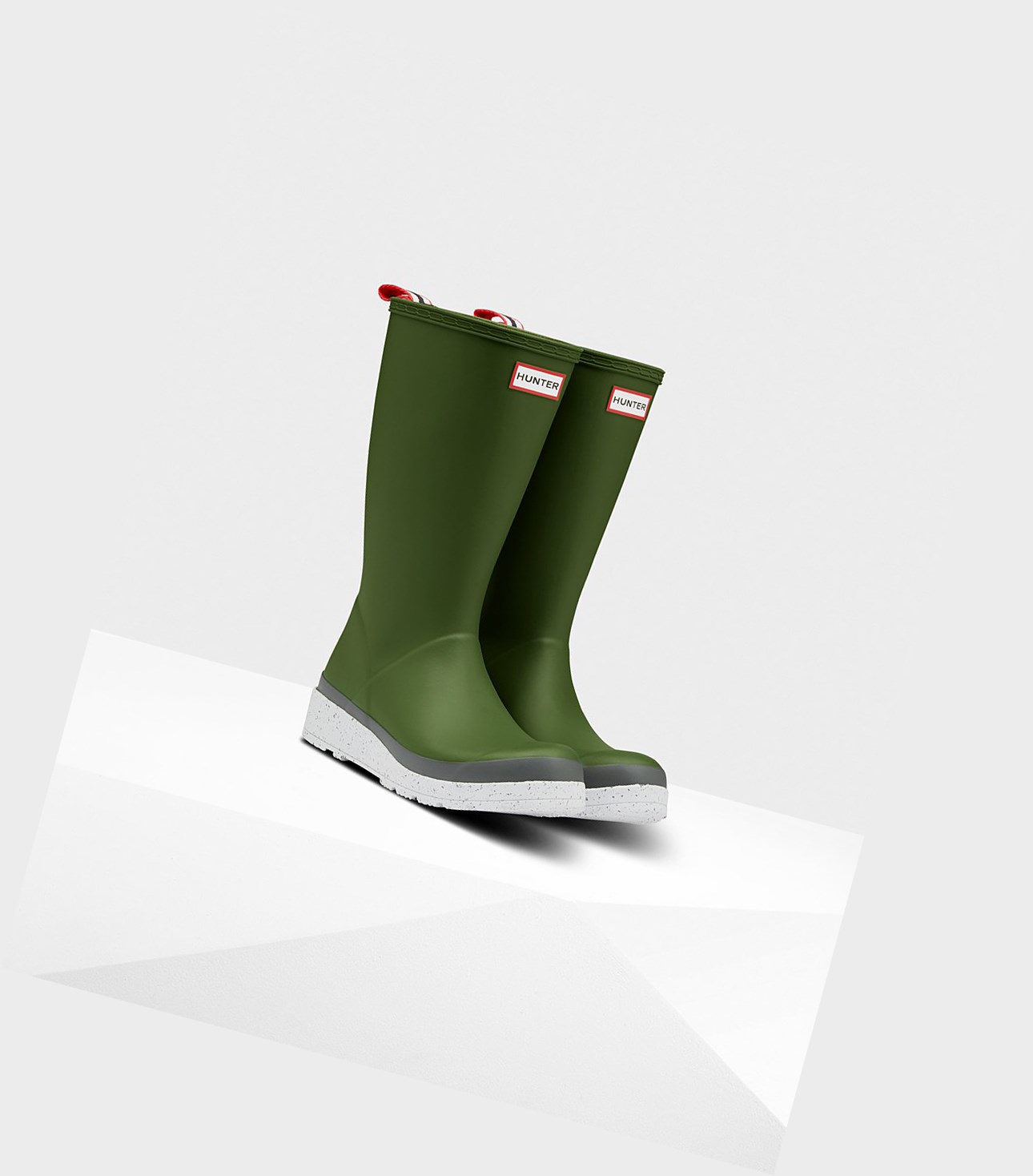 Play Boots Damskie Hunter Original Wysokie Speckle Rain Zielone Białe | 912JYMAHP