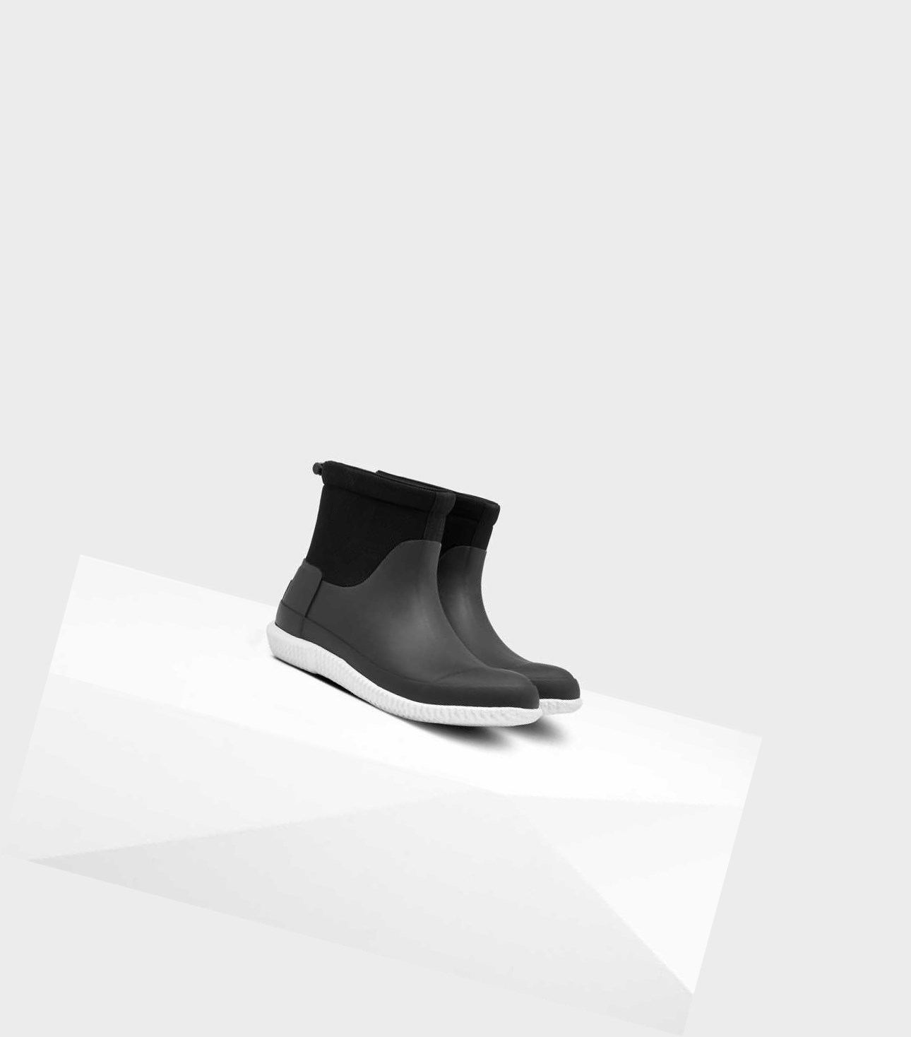 Trampki Damskie Hunter Original Krótkie Mesh Czarne | 382GUAPCO