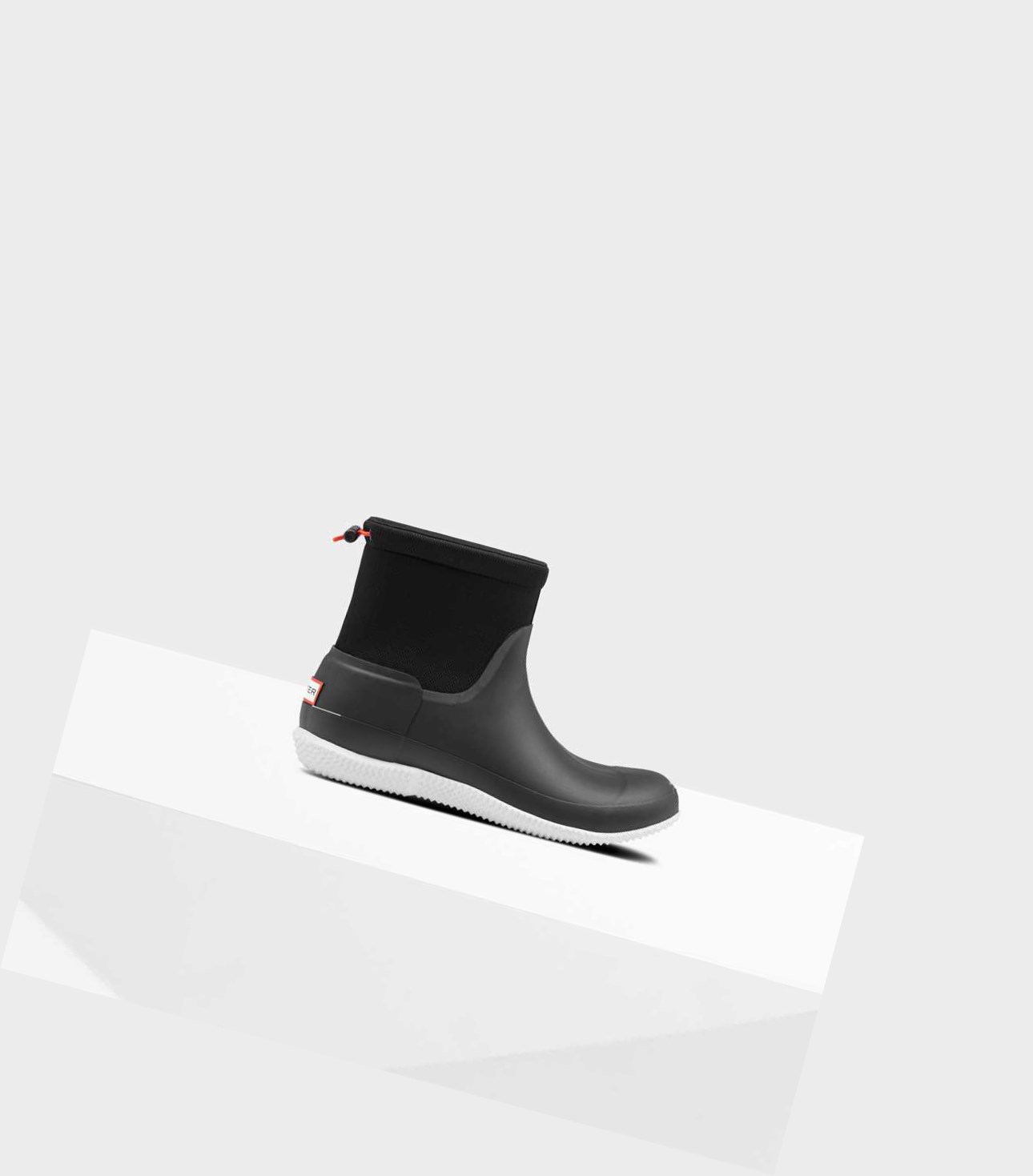 Trampki Męskie Hunter Original Krótkie Mesh Czarne | 051WPJDTG