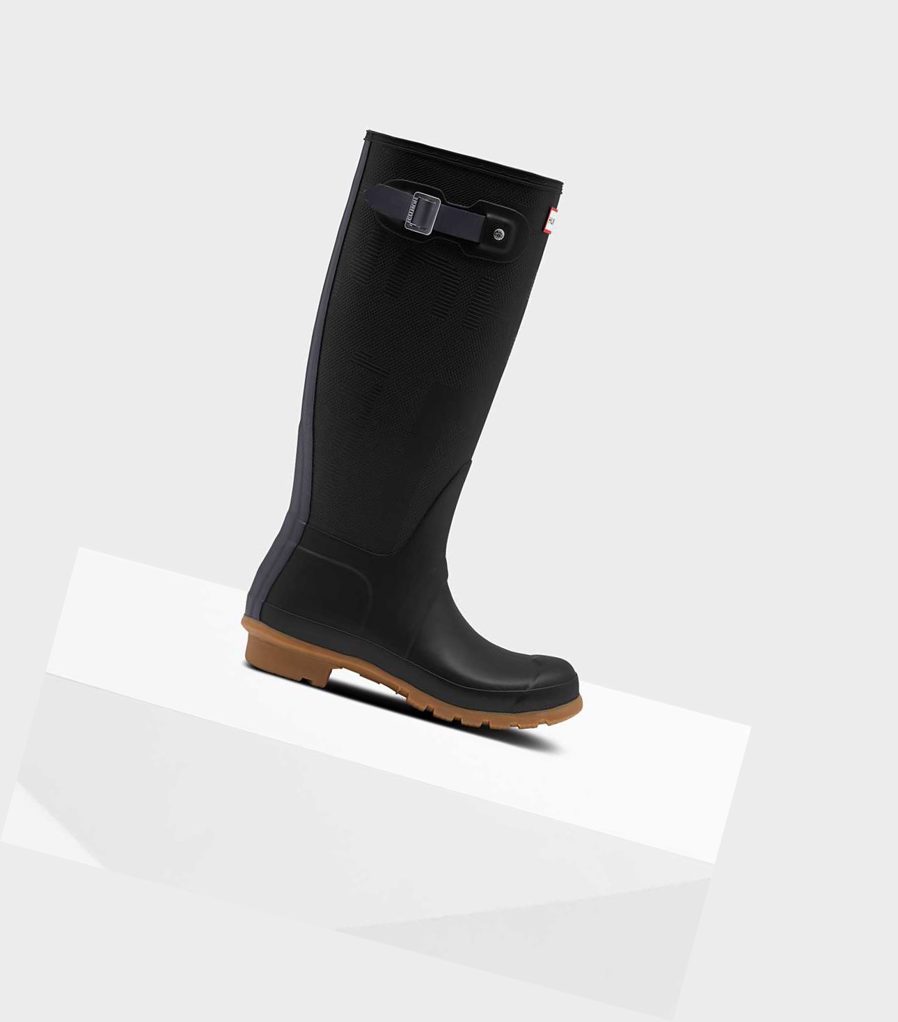Wysokie Buty Damskie Hunter Original Exploded Logo Texture Wellington Czarne | 438NGFILQ