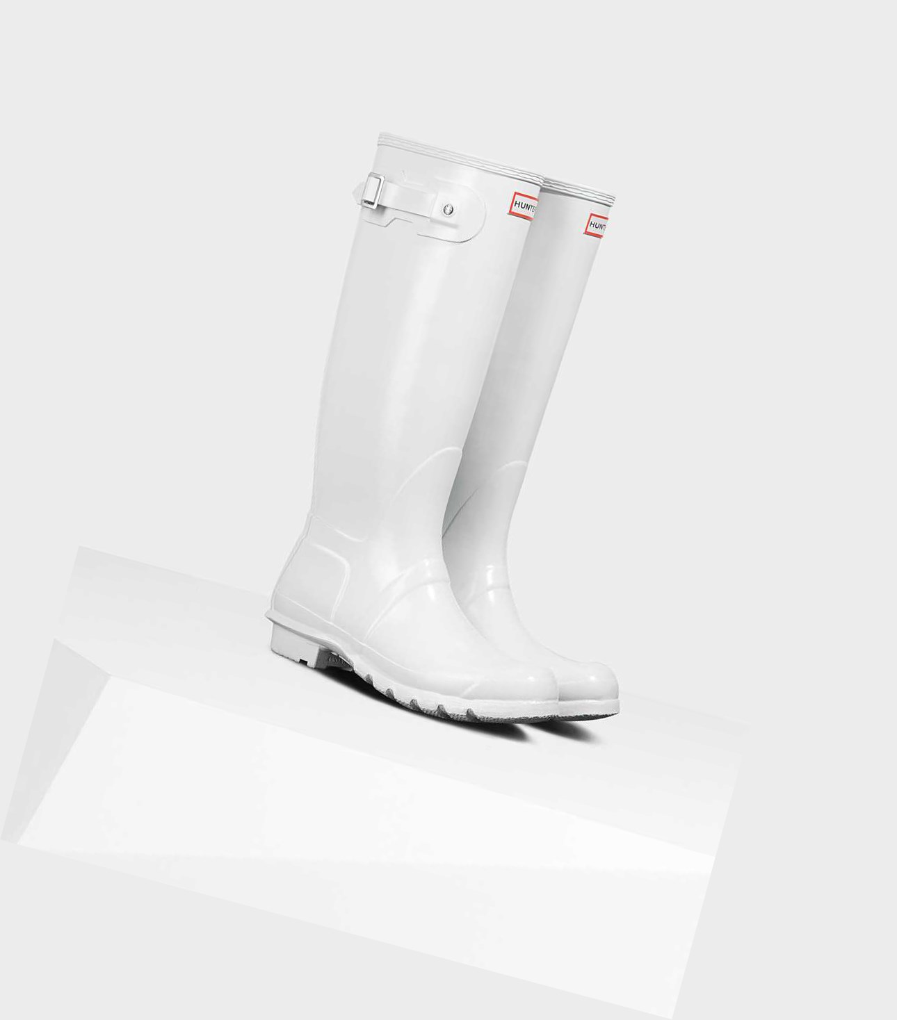 Wysokie Buty Damskie Hunter Original Gloss Wellington Białe | 192RHCQND