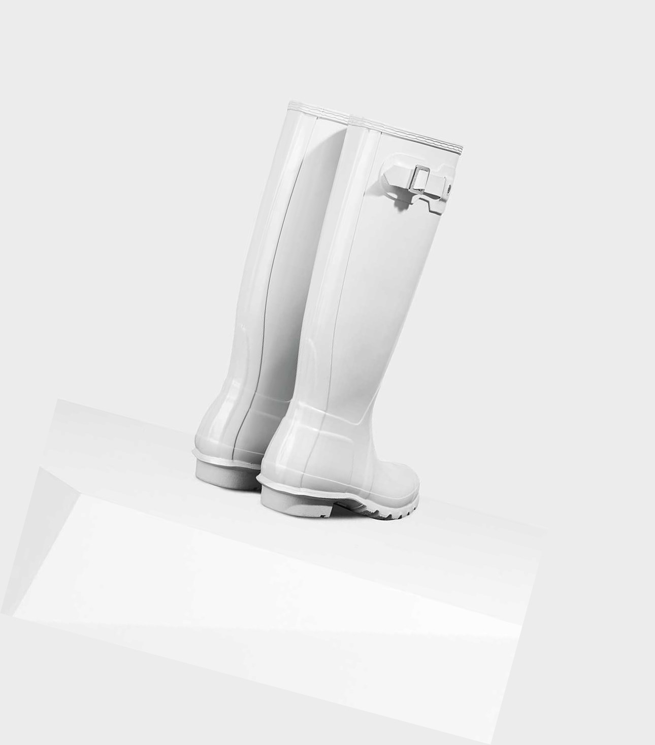 Wysokie Buty Damskie Hunter Original Gloss Wellington Białe | 192RHCQND