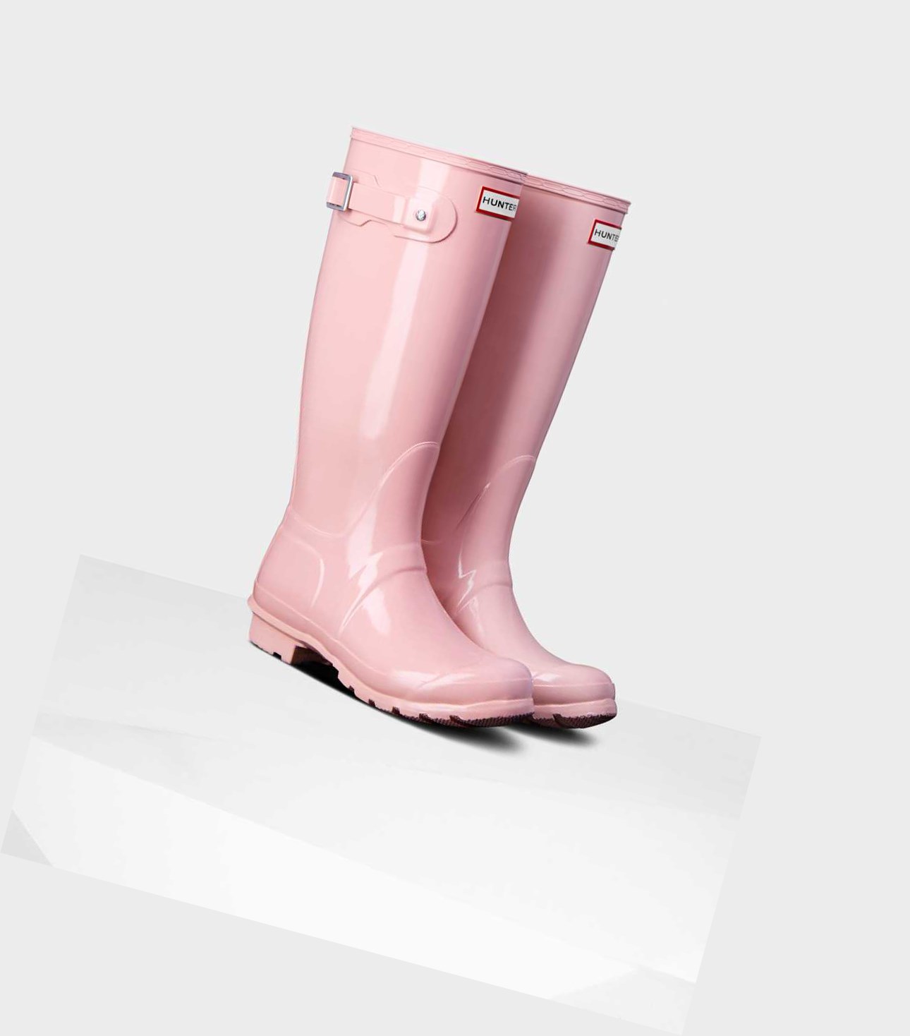 Wysokie Buty Damskie Hunter Original Gloss Wellington Różowe | 269WNSUIX
