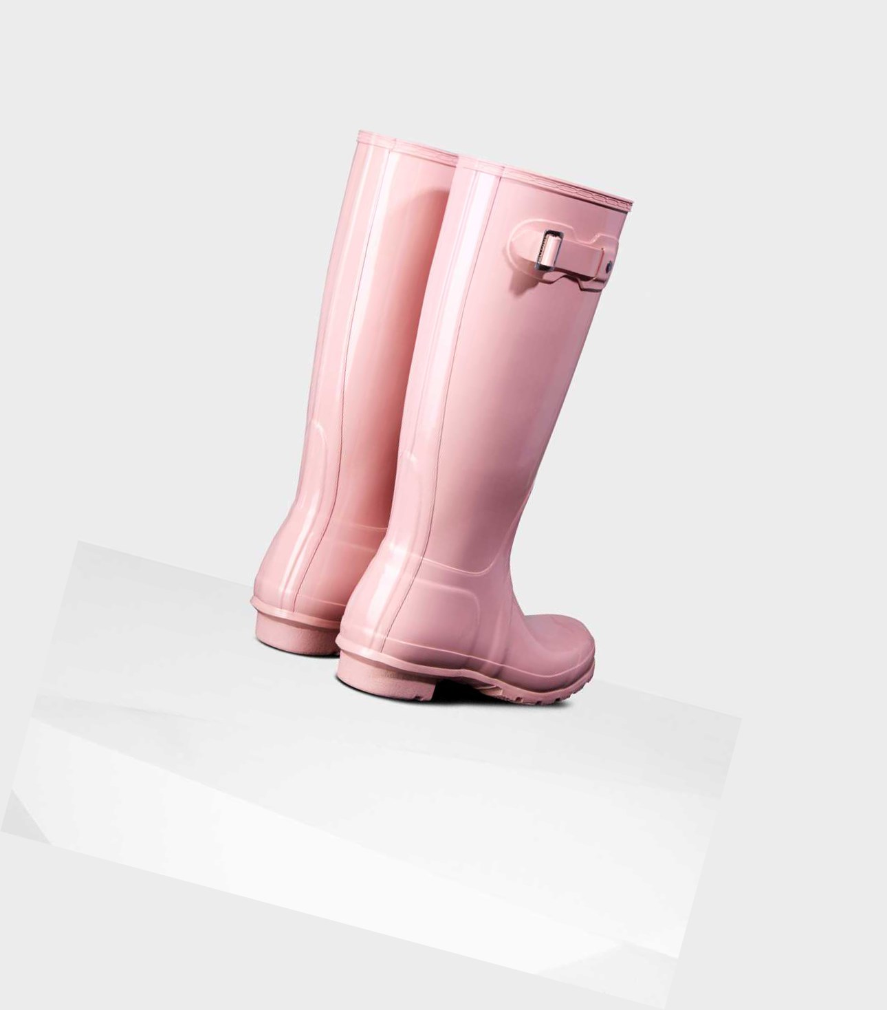 Wysokie Buty Damskie Hunter Original Gloss Wellington Różowe | 269WNSUIX