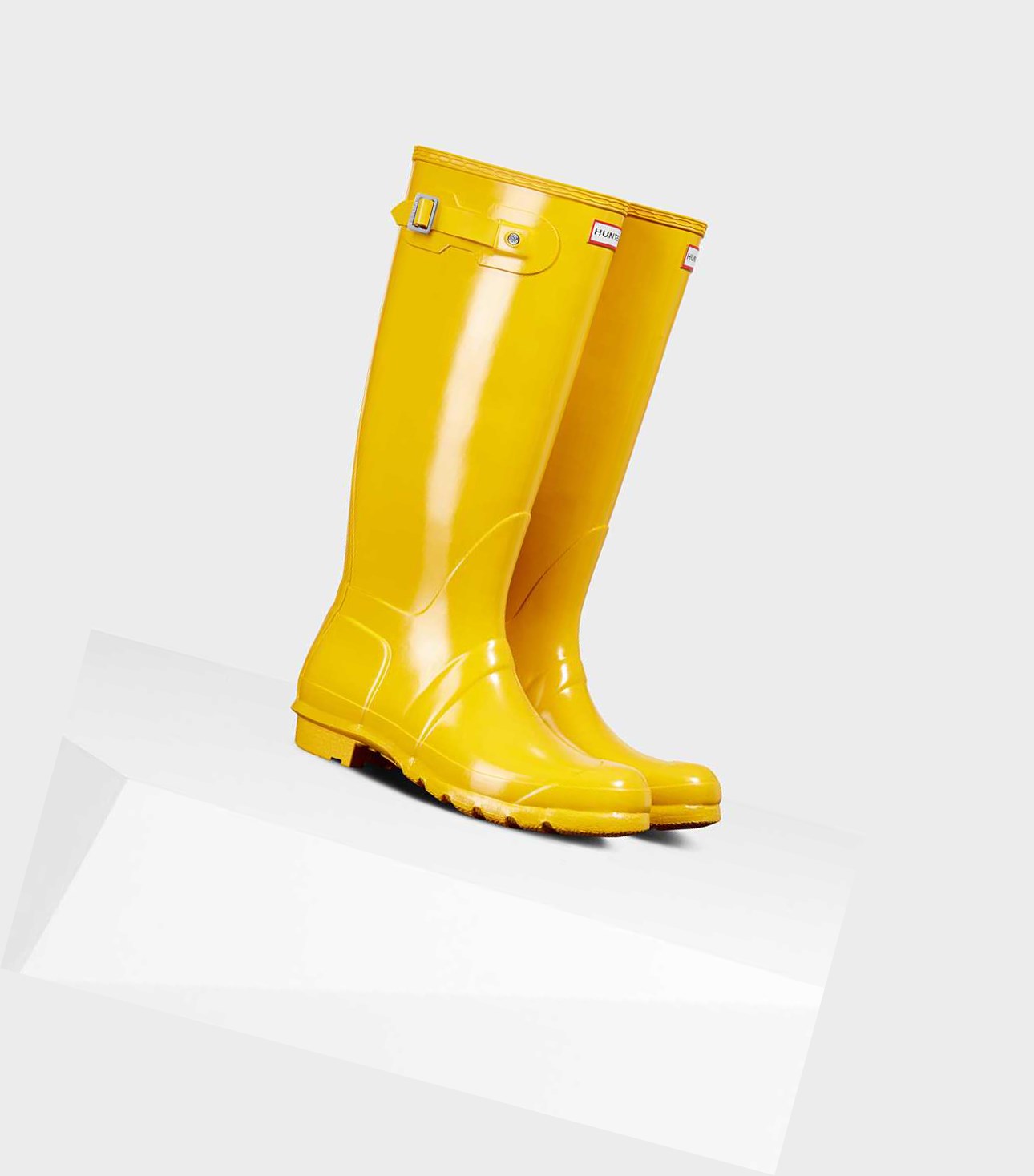 Wysokie Buty Damskie Hunter Original Gloss Wellington Żółte | 309IPXNBQ