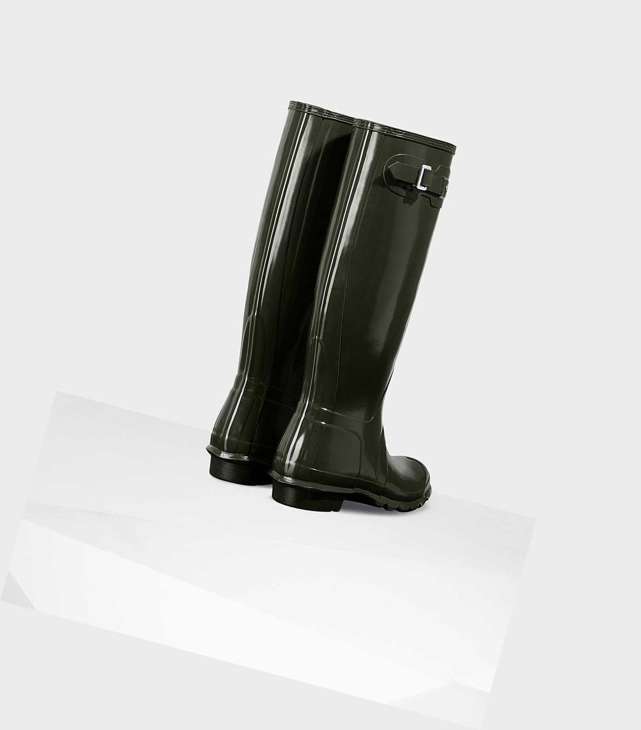 Wysokie Buty Damskie Hunter Original Gloss Wellington Zielone | 438MEQPBY