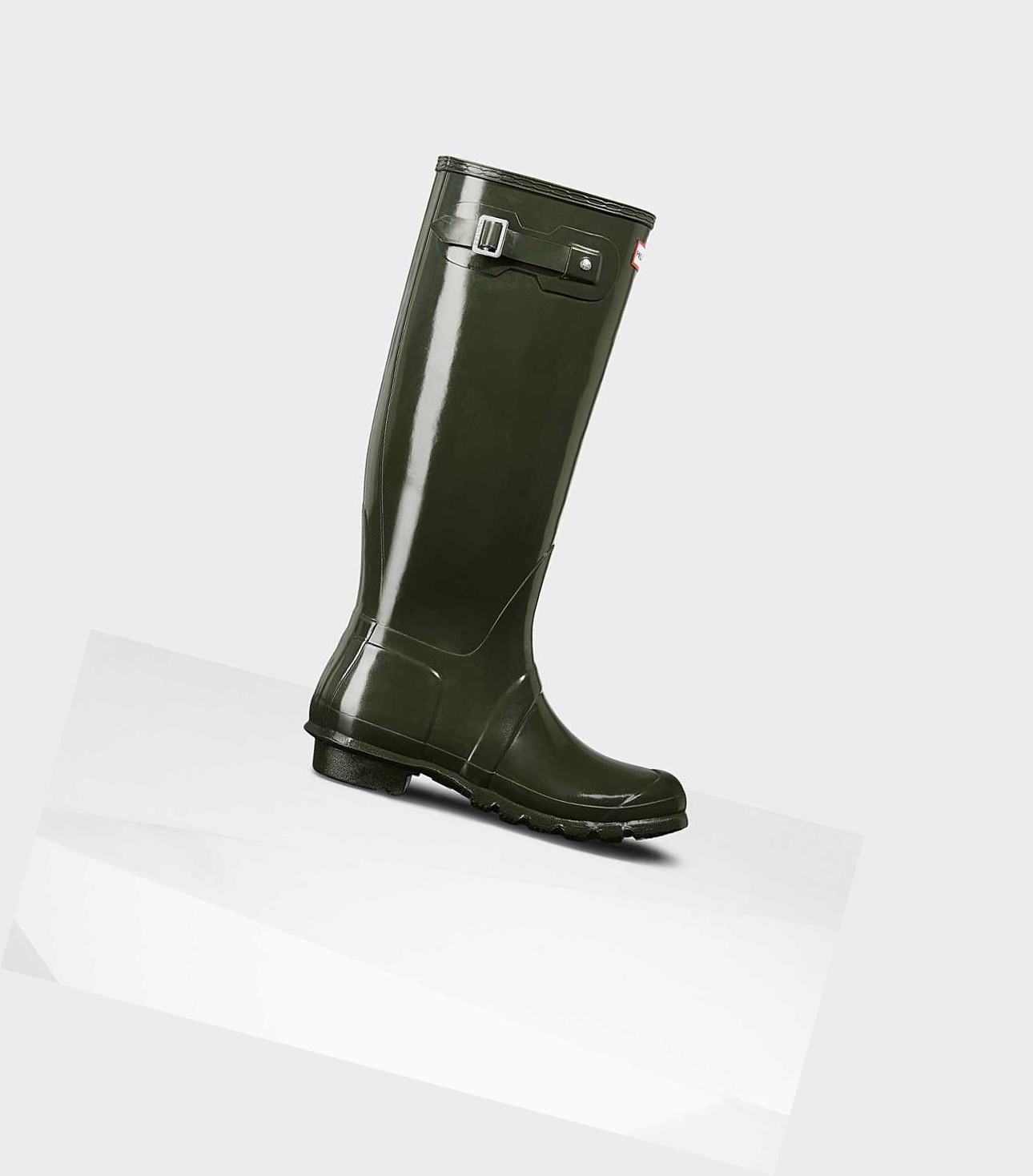 Wysokie Buty Damskie Hunter Original Gloss Wellington Zielone | 438MEQPBY