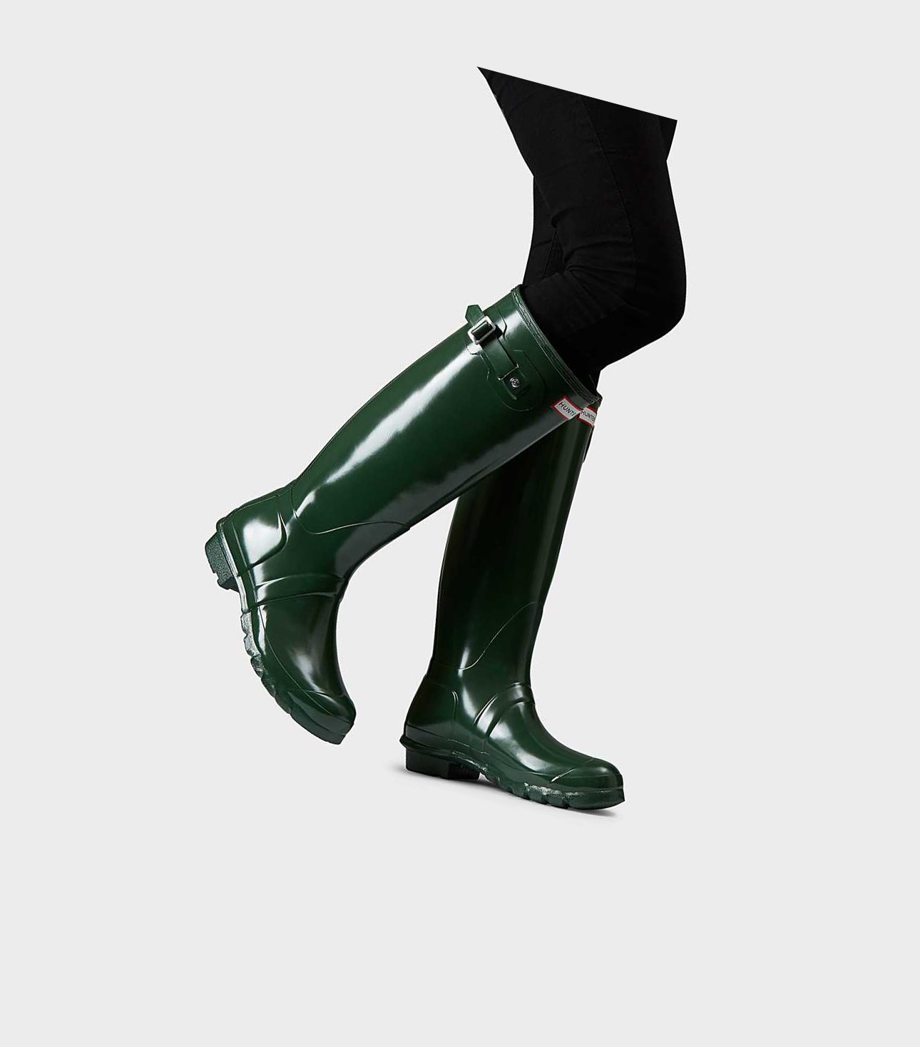 Wysokie Buty Damskie Hunter Original Gloss Wellington Zielone | 568BUORZT