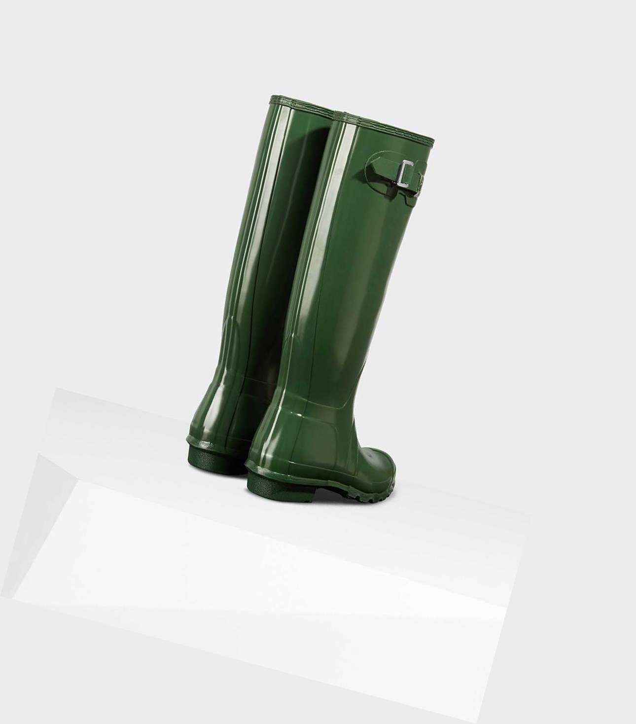 Wysokie Buty Damskie Hunter Original Gloss Wellington Zielone | 568BUORZT