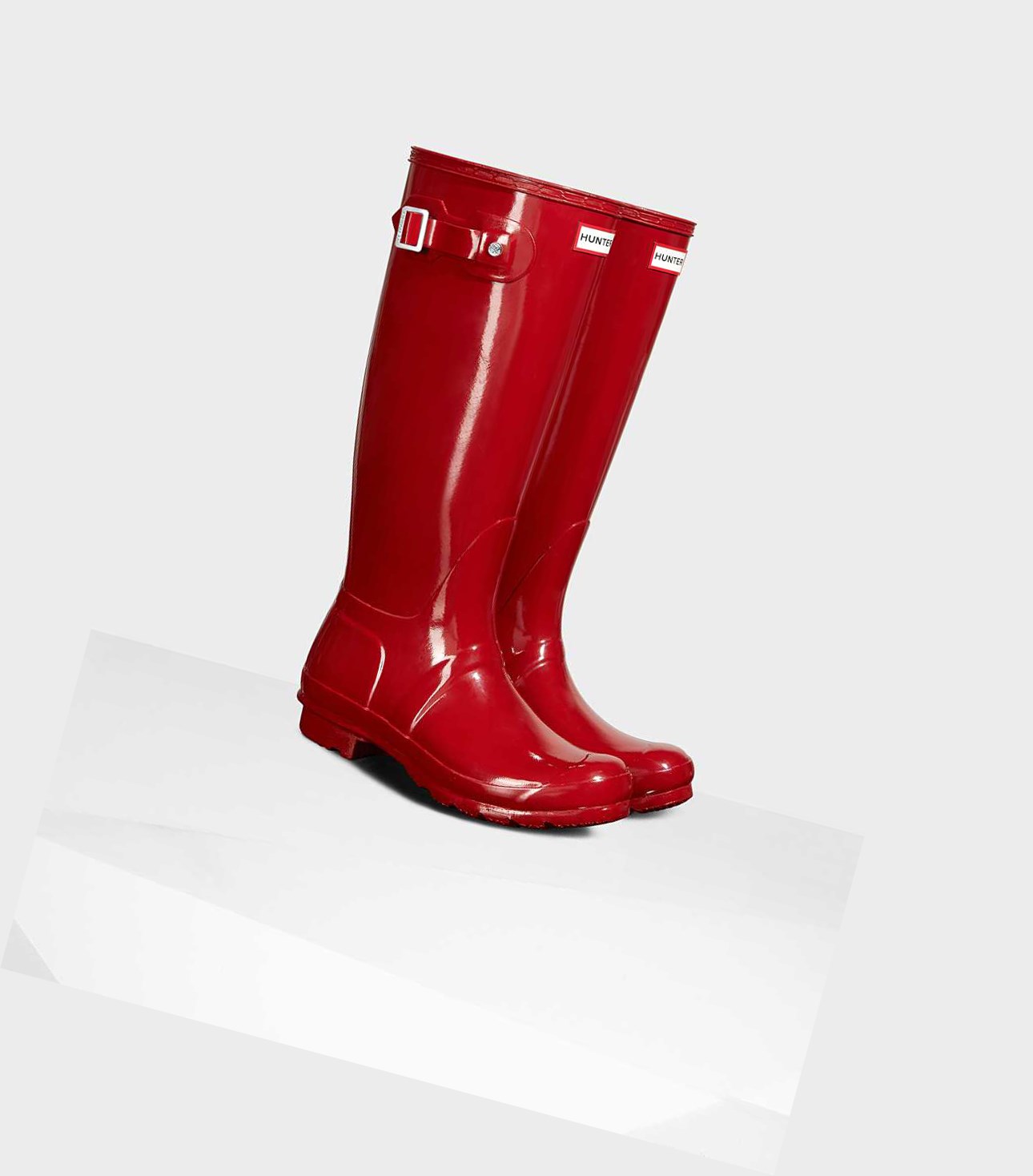 Wysokie Buty Damskie Hunter Original Gloss Wellington Czerwone | 597JWVYRQ