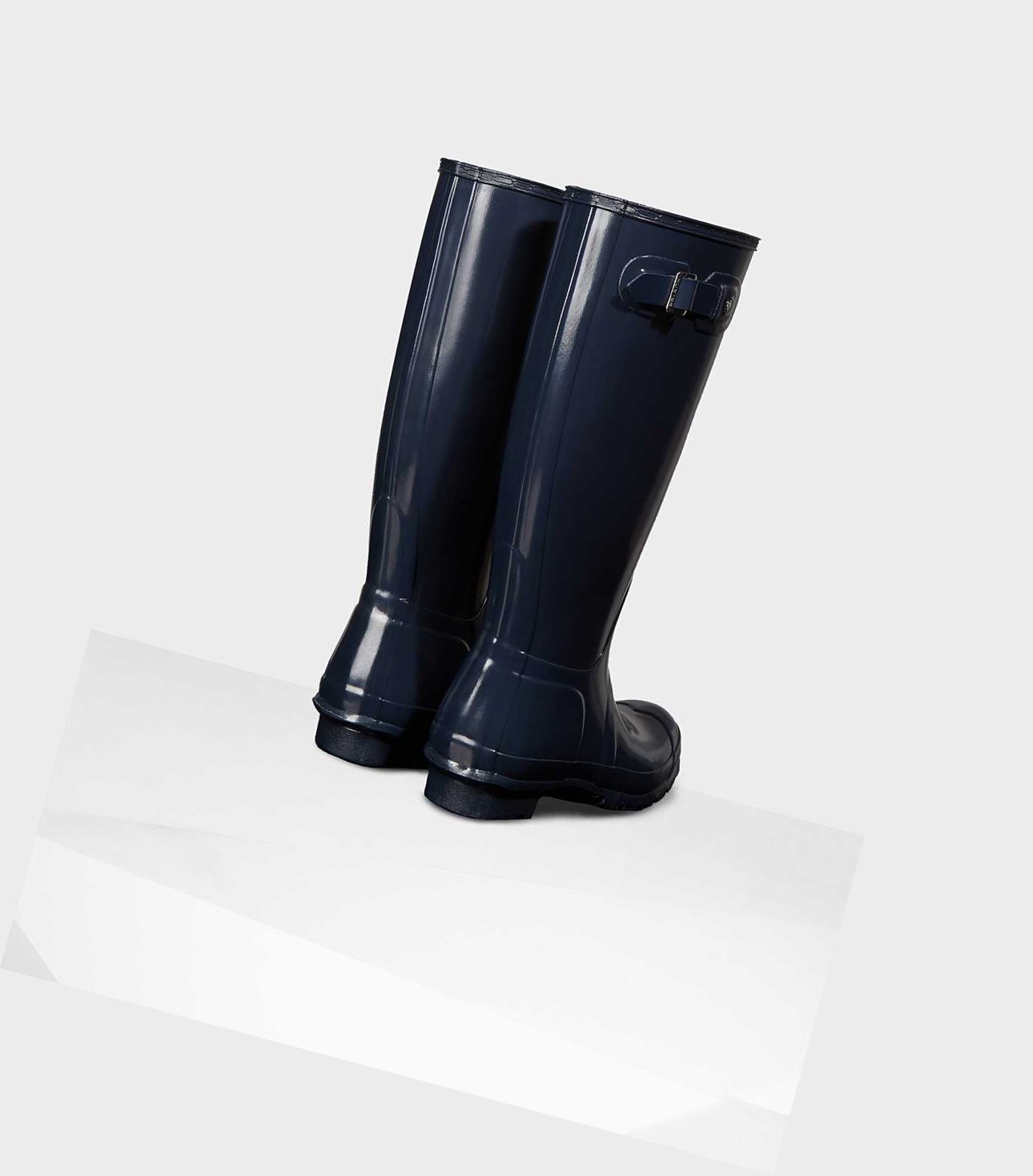 Wysokie Buty Damskie Hunter Original Gloss Wellington Granatowe | 630QUAYFL