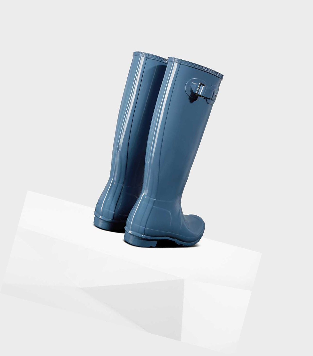 Wysokie Buty Damskie Hunter Original Gloss Wellington Niebieskie | 654OPBYAE
