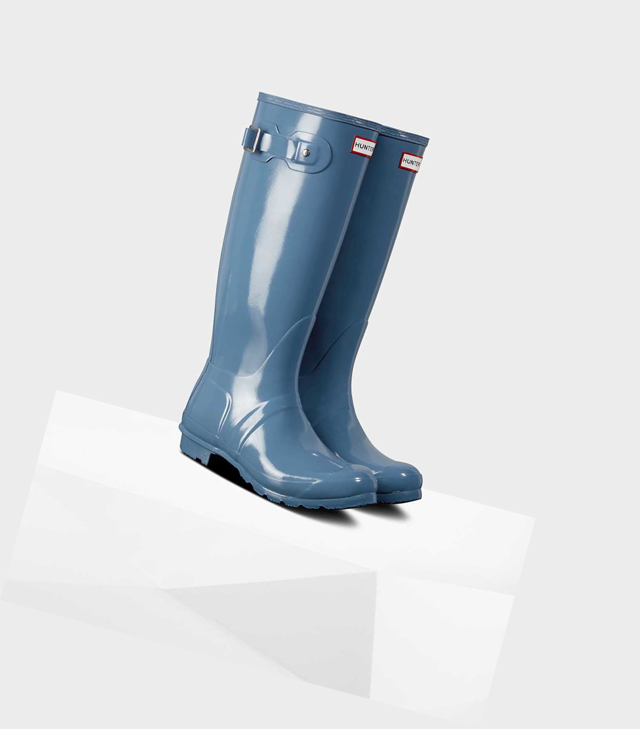 Wysokie Buty Damskie Hunter Original Gloss Wellington Niebieskie | 654OPBYAE