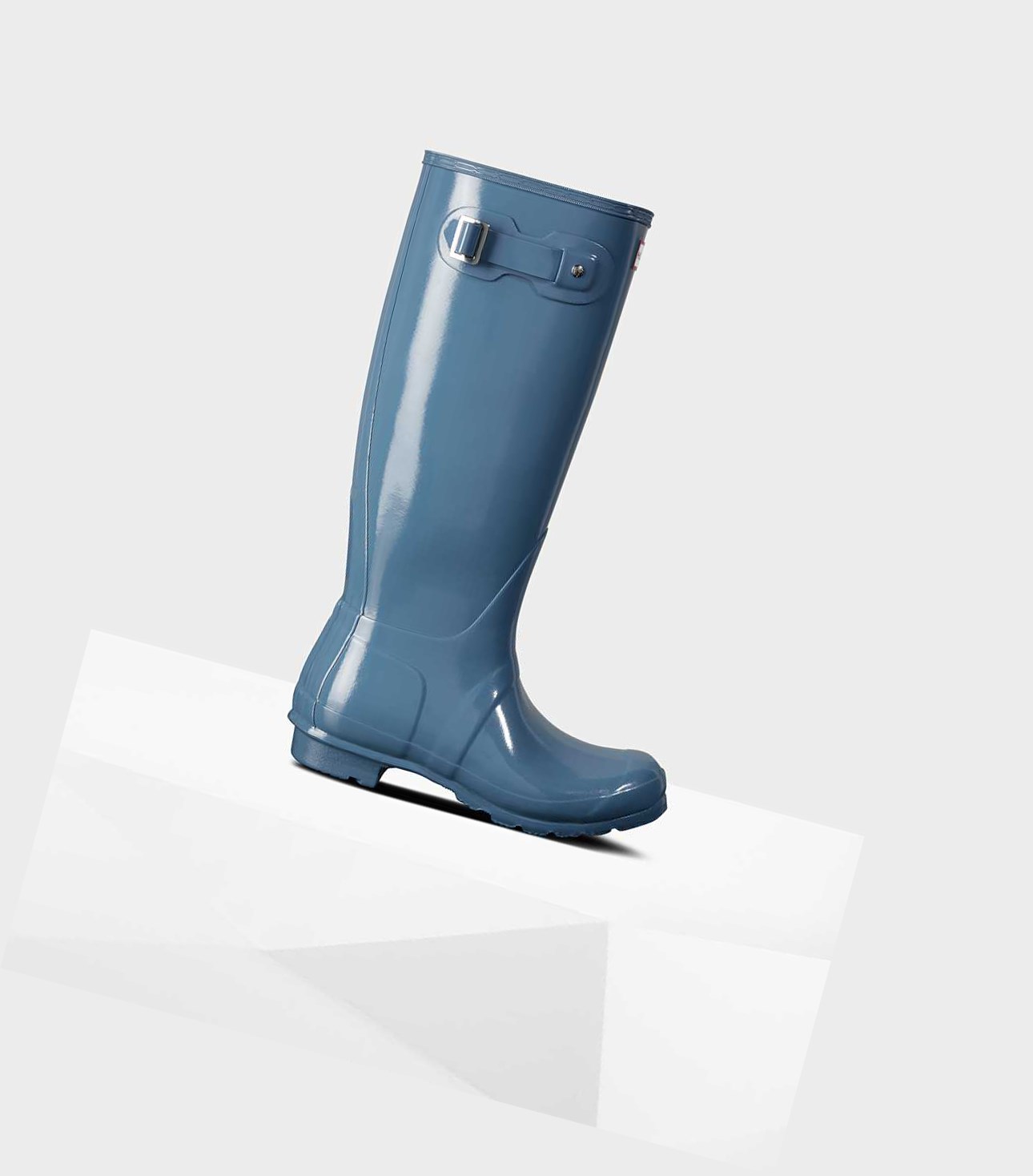 Wysokie Buty Damskie Hunter Original Gloss Wellington Niebieskie | 654OPBYAE