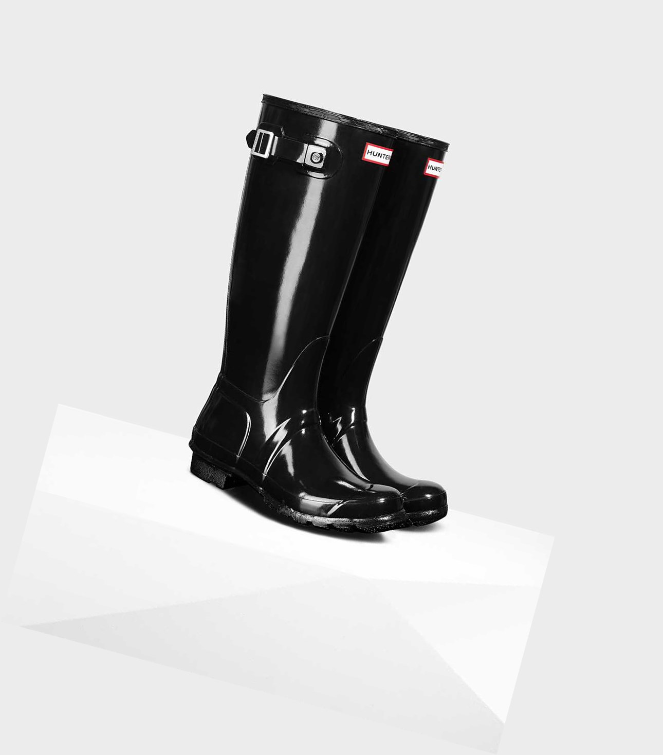 Wysokie Buty Damskie Hunter Original Gloss Wellington Czarne | 819UJVFOK