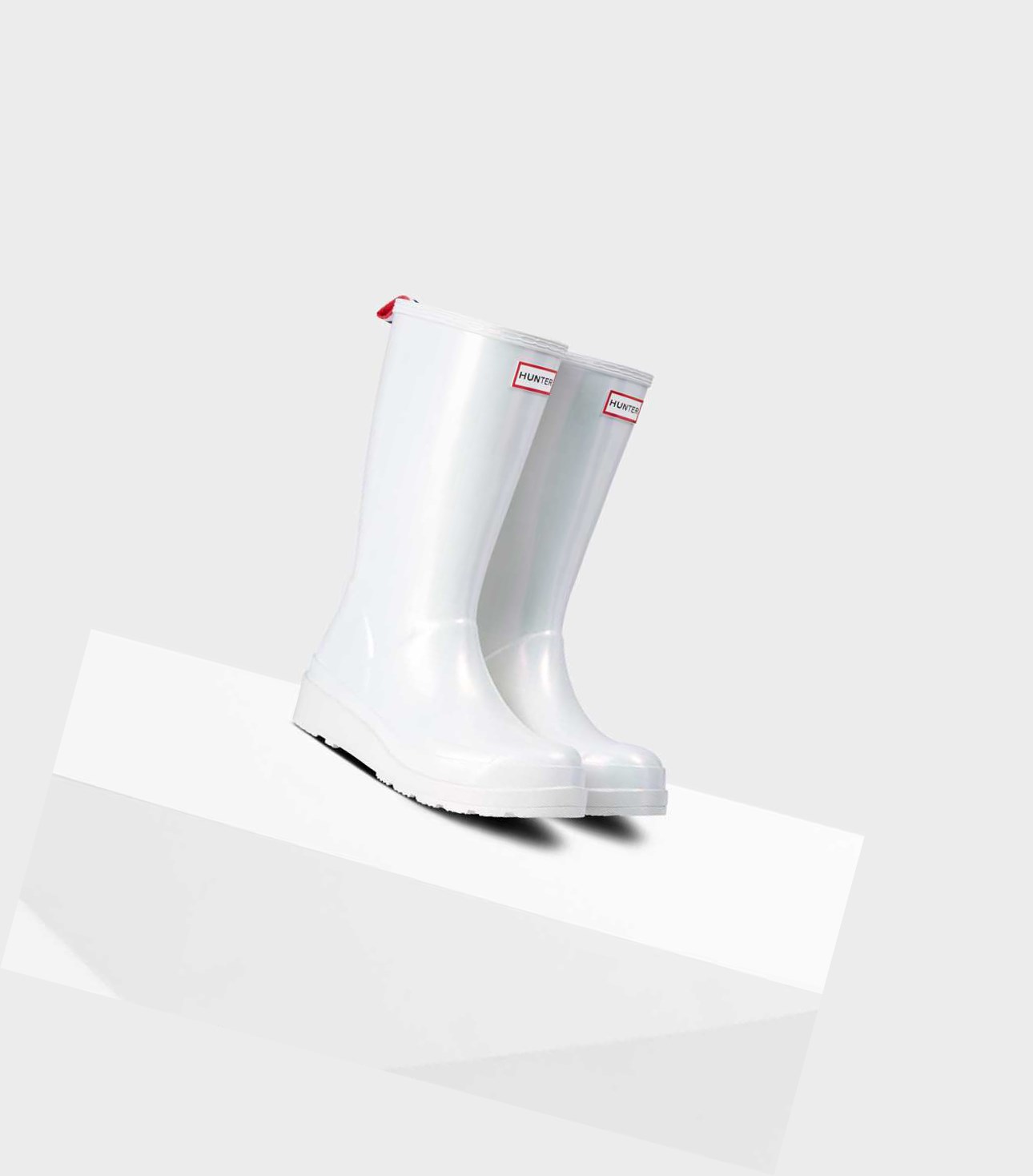 Wysokie Buty Damskie Hunter Original Play Nebula Wellington Srebrne | 179AUBLWD