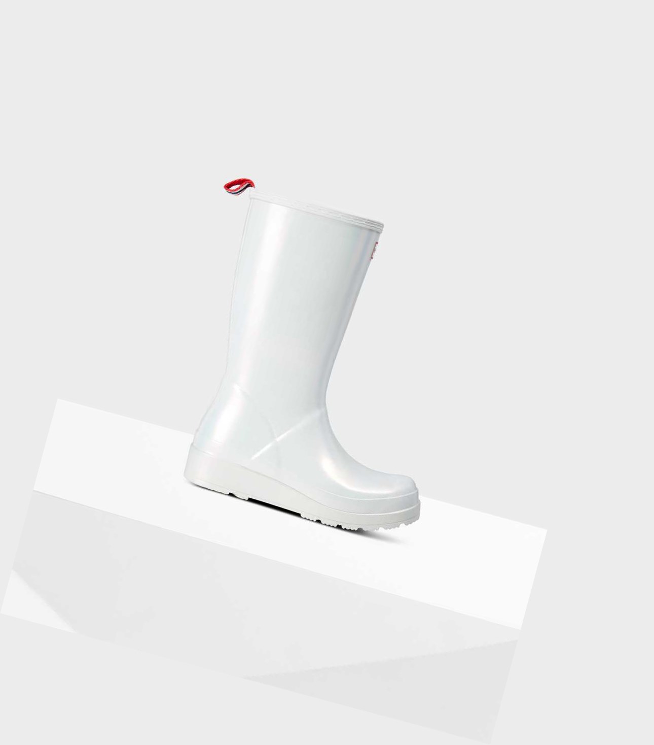 Wysokie Buty Damskie Hunter Original Play Nebula Wellington Srebrne | 179AUBLWD