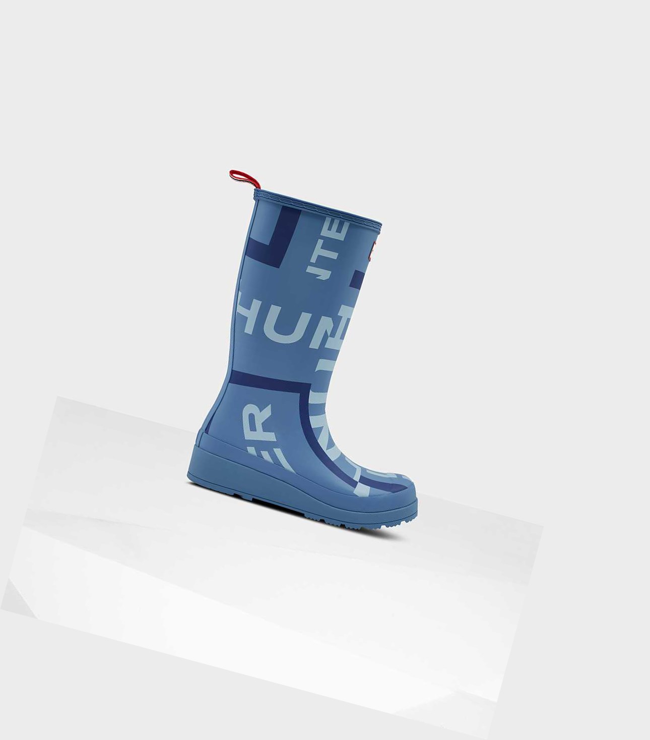 Wysokie Buty Damskie Hunter Original Play Exploded Logo Wellington Niebieskie | 374EANKPH