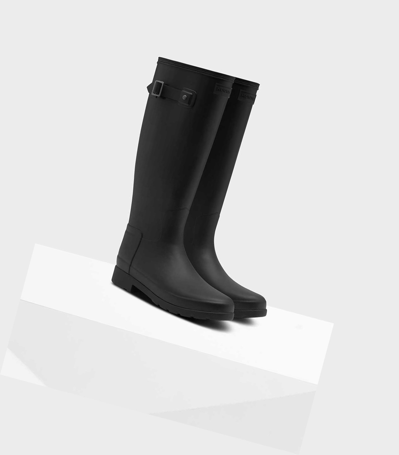Wysokie Buty Damskie Hunter Original Refined Wellington Czarne | 631EAVLCG