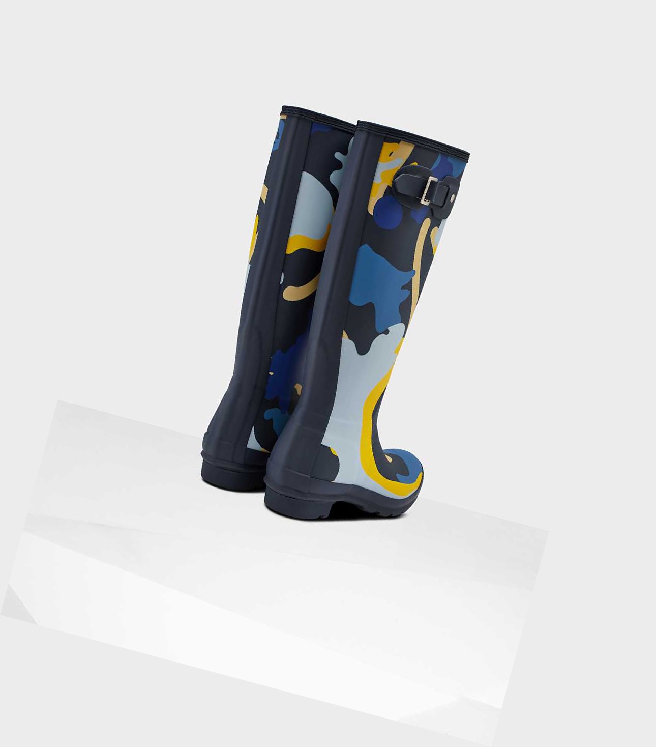 Wysokie Buty Damskie Hunter Original Rockpool Camo Wellington Granatowe | 871URVDFP