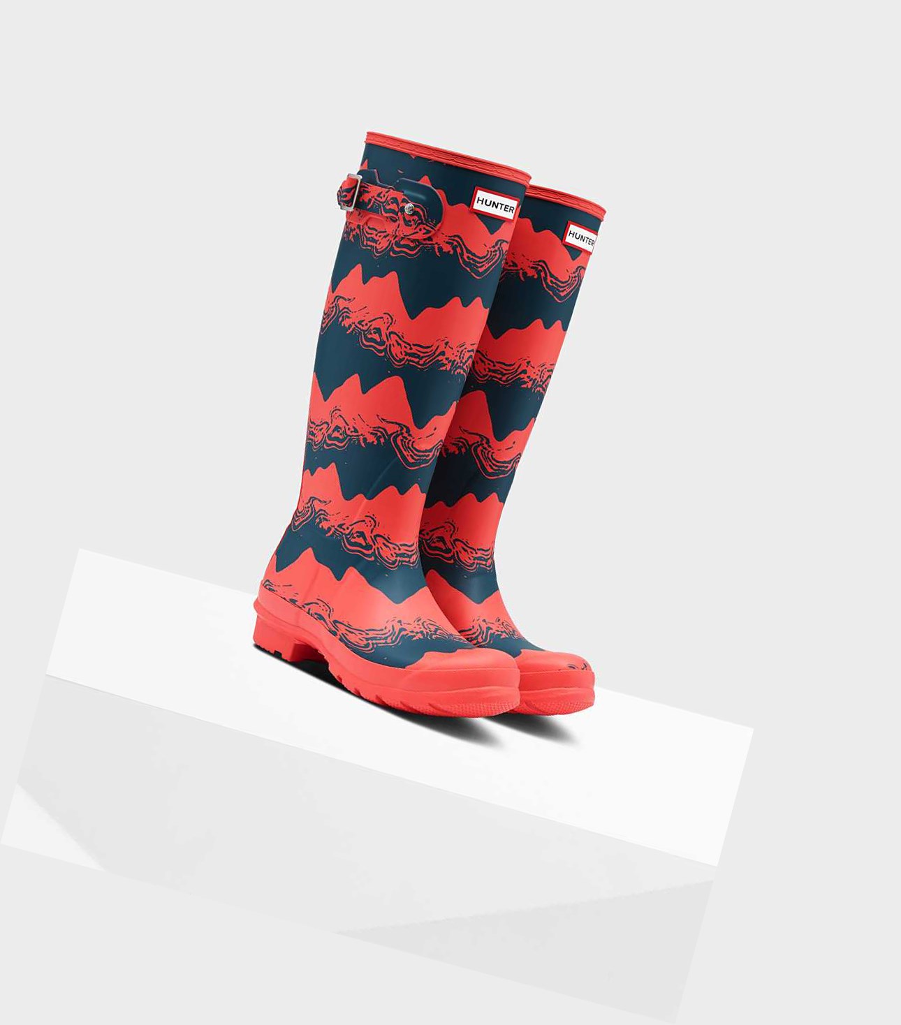 Wysokie Buty Damskie Hunter Original Storm Stripe Wellington Różowe | 596CTWMKY