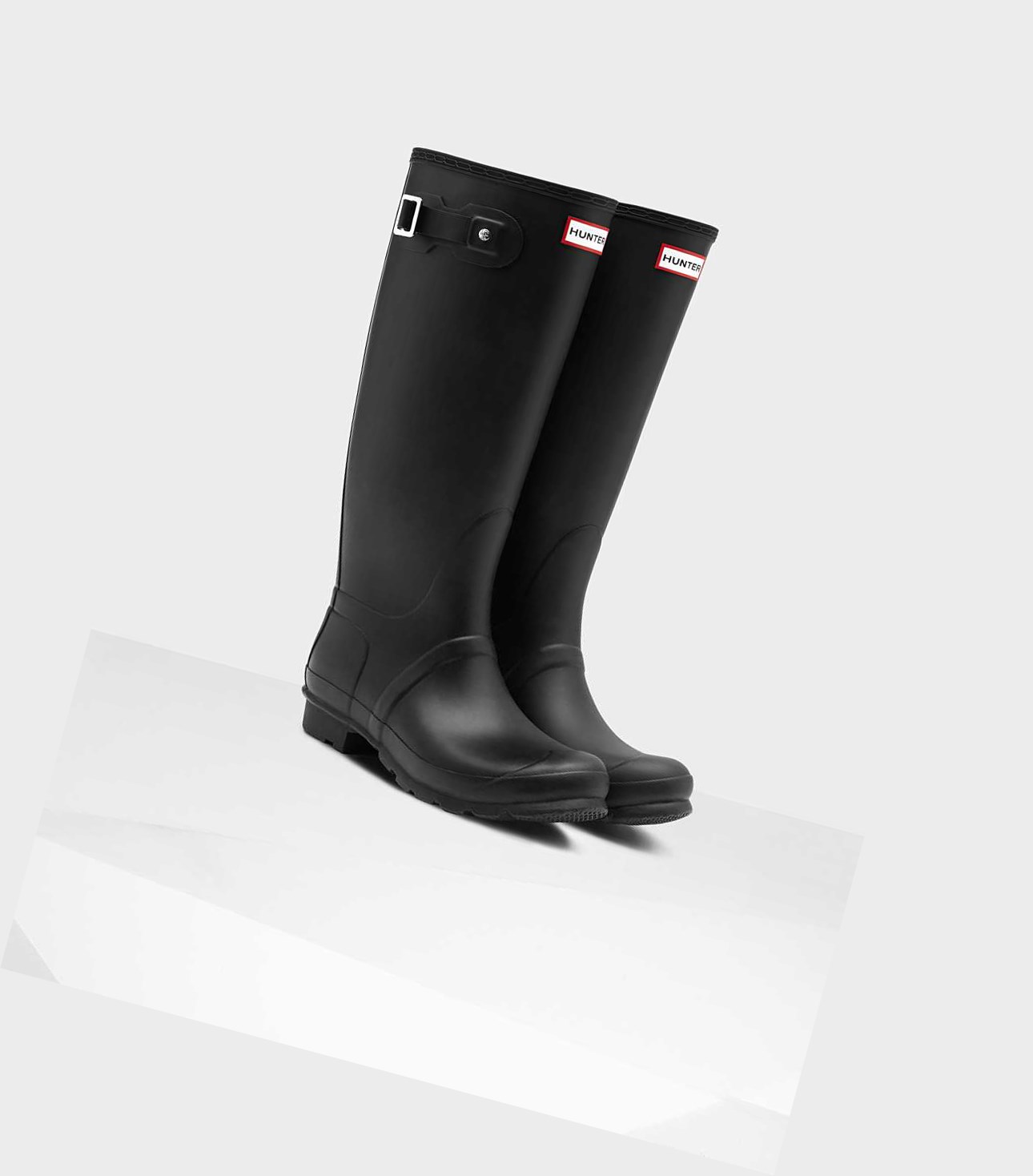 Wysokie Buty Damskie Hunter Original Szerokie Leg Wellington Czarne | 728TEDQVJ