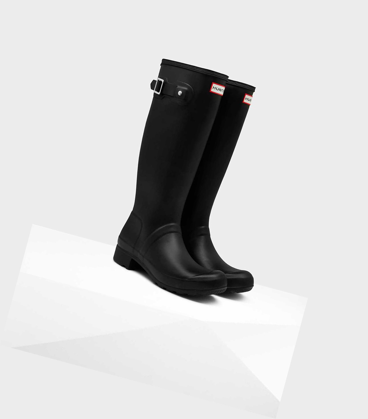 Wysokie Buty Damskie Hunter Original Tour Foldable Wellington Czarne | 018XZHUVD