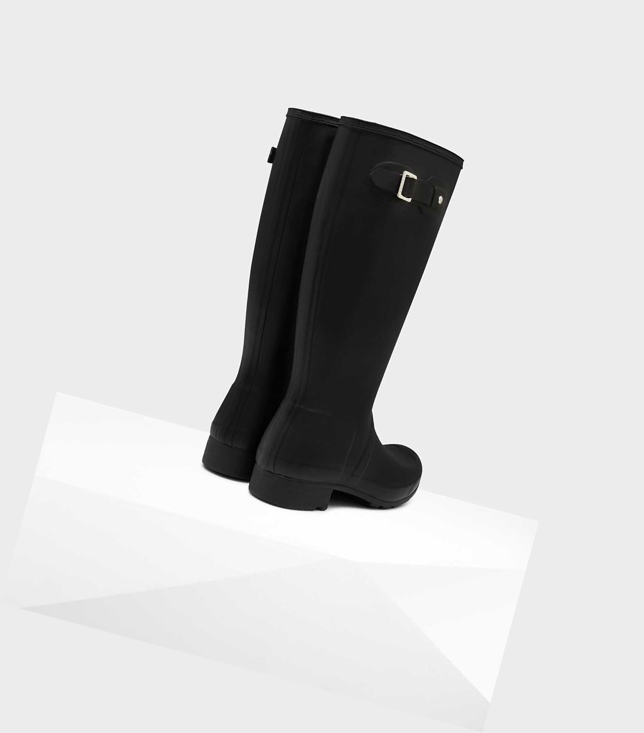 Wysokie Buty Damskie Hunter Original Tour Foldable Wellington Czarne | 018XZHUVD