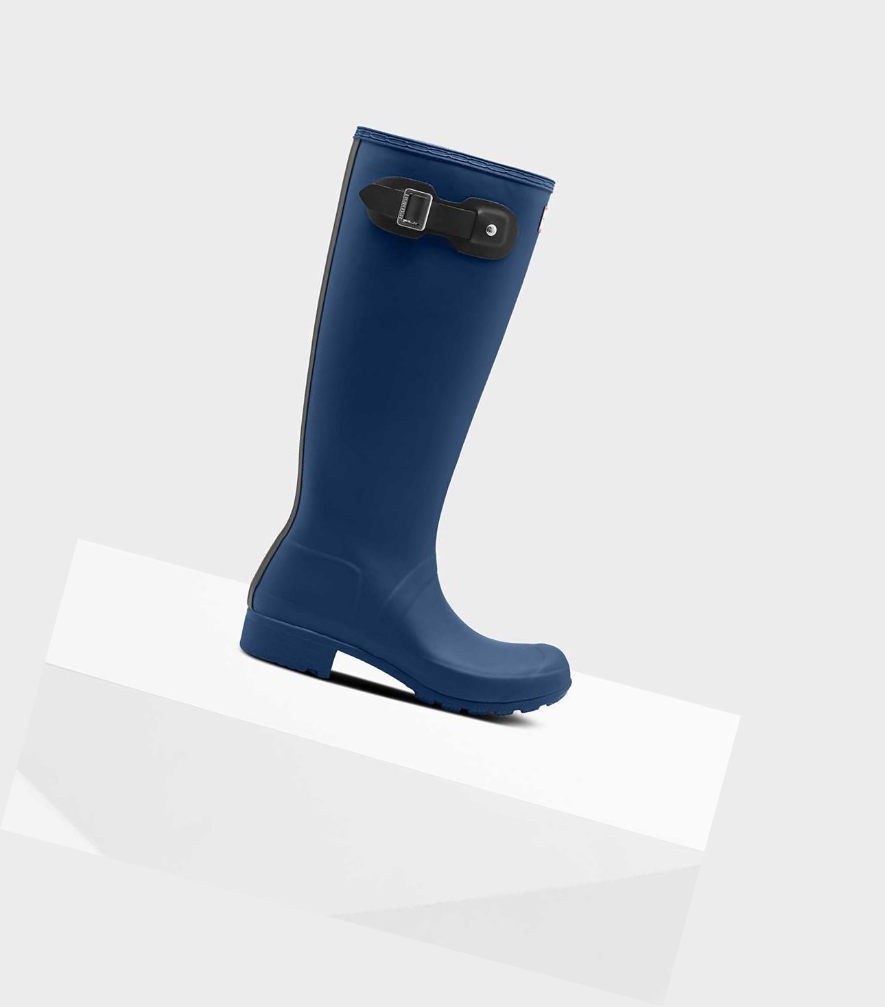 Wysokie Buty Damskie Hunter Original Tour Foldable Wellington Granatowe | 203ADFVTU