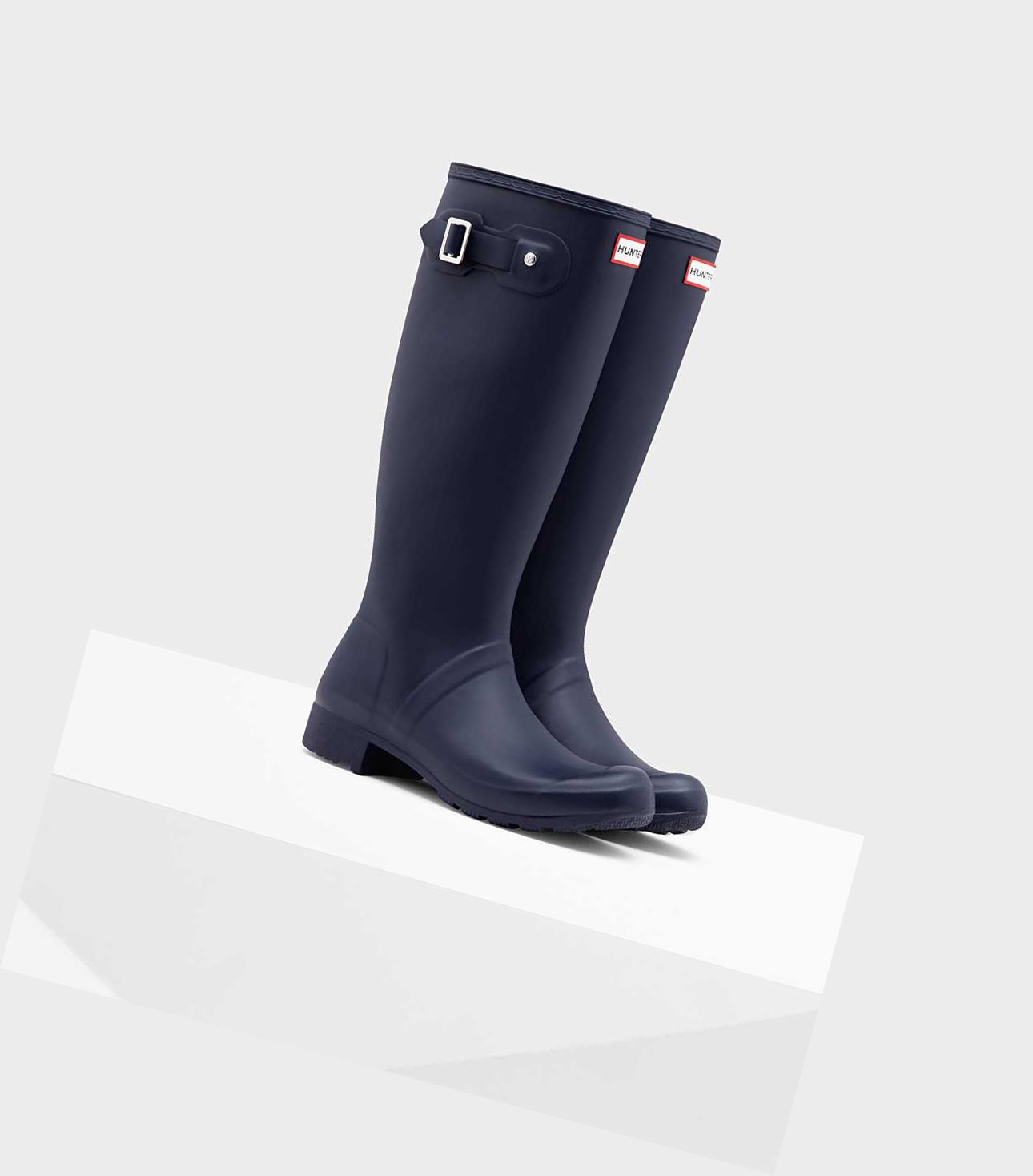 Wysokie Buty Damskie Hunter Original Tour Foldable Wellington Granatowe | 418VOQRNP