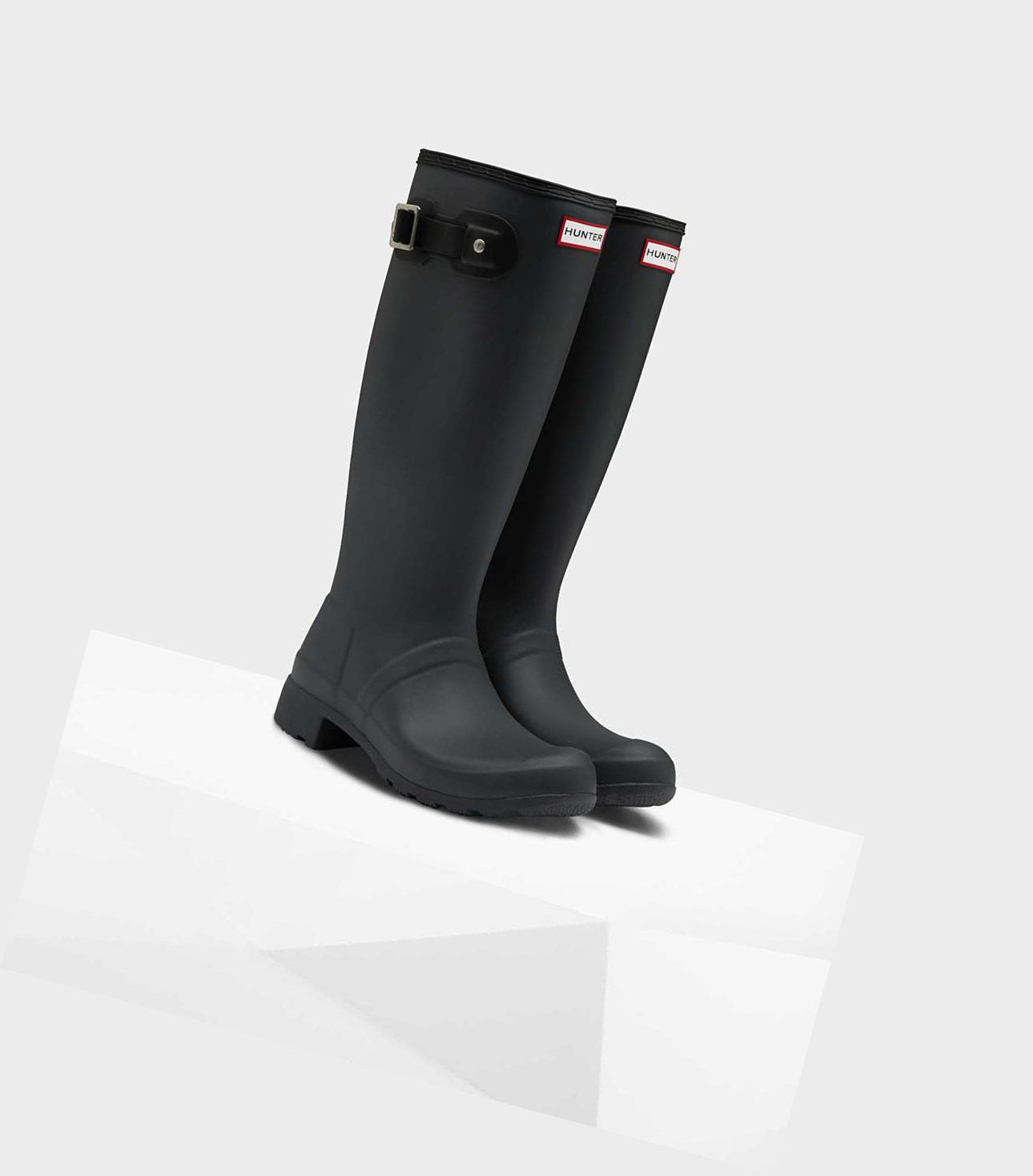 Wysokie Buty Damskie Hunter Original Tour Foldable Wellington Czarne | 478PKZRNQ