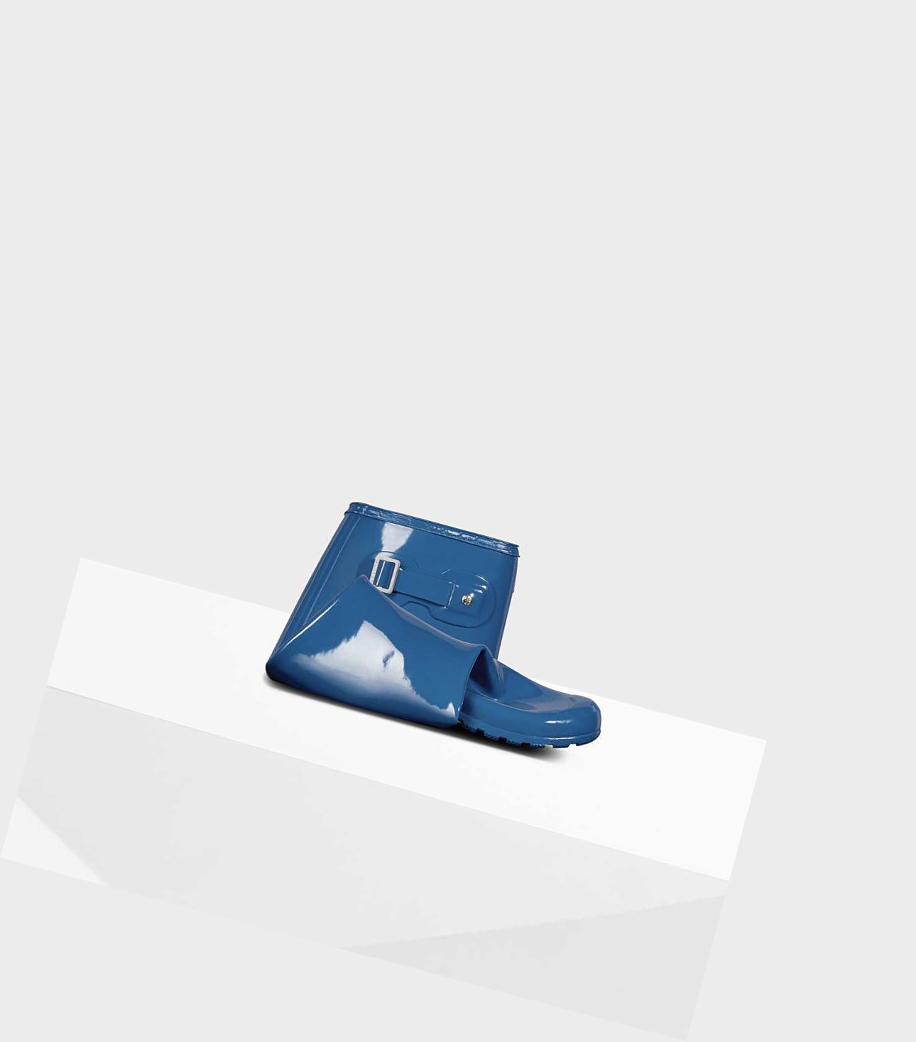 Wysokie Buty Damskie Hunter Original Tour Foldable Gloss Wellington Niebieskie | 839VHCWLR