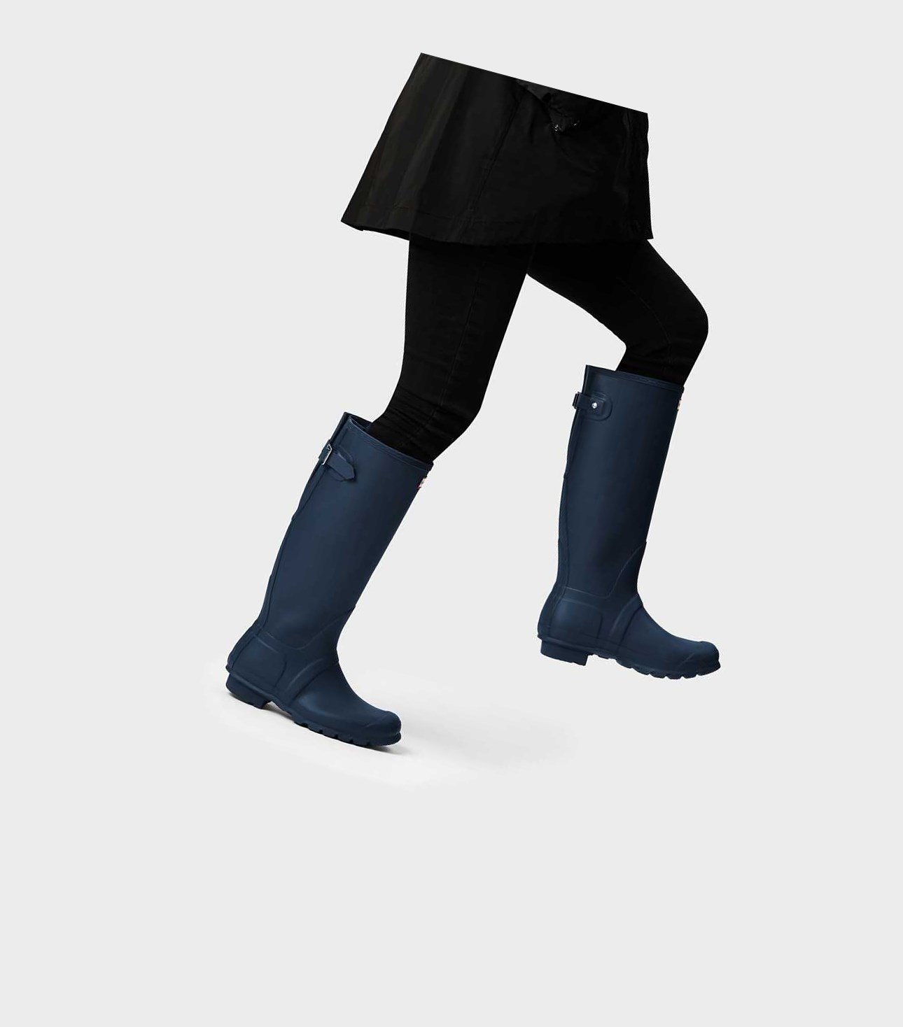 Wysokie Buty Damskie Hunter Original Wysokie Back Wellington Adjustable Granatowe | 018NXZKAI