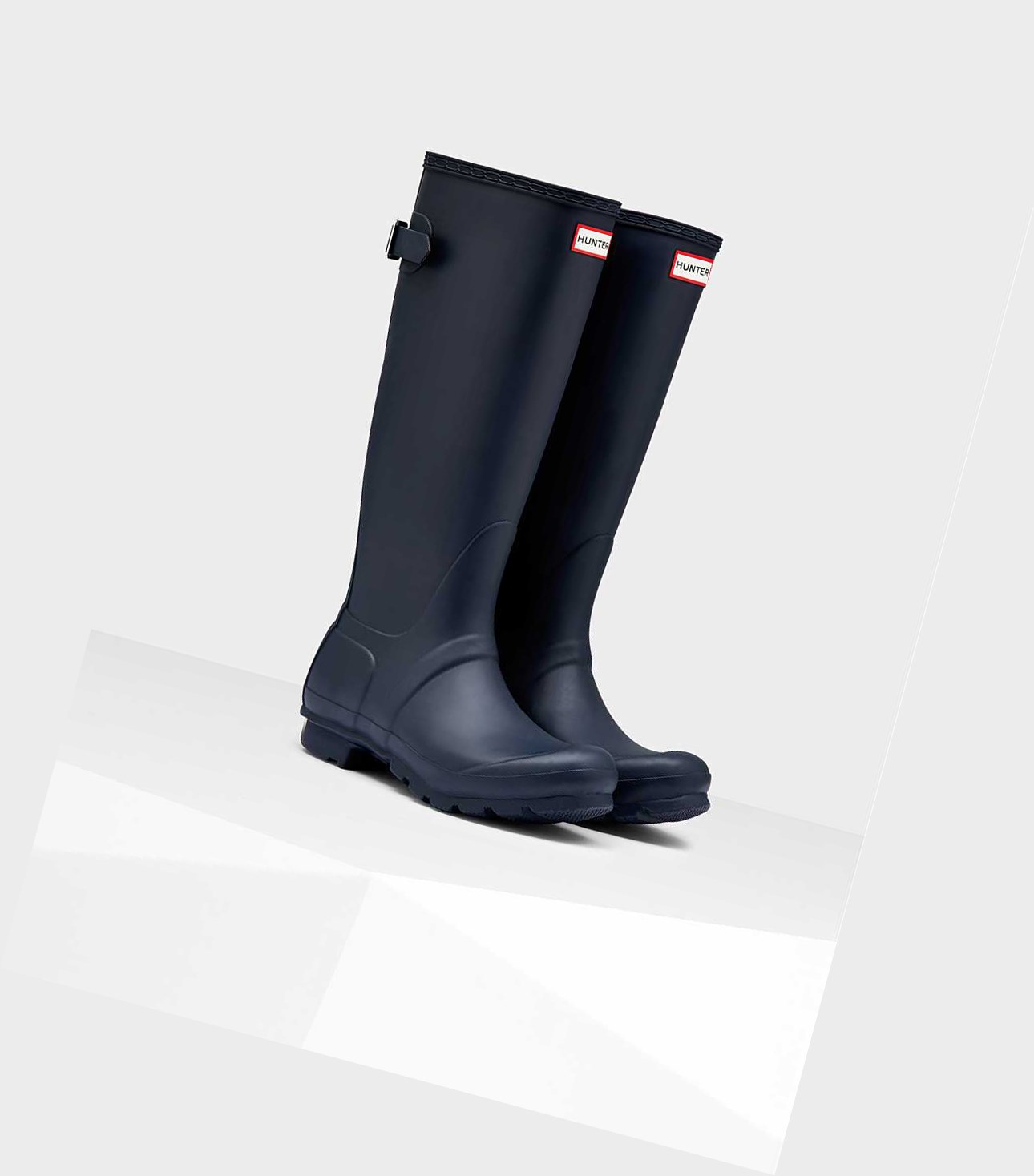 Wysokie Buty Damskie Hunter Original Wysokie Back Wellington Adjustable Granatowe | 018NXZKAI