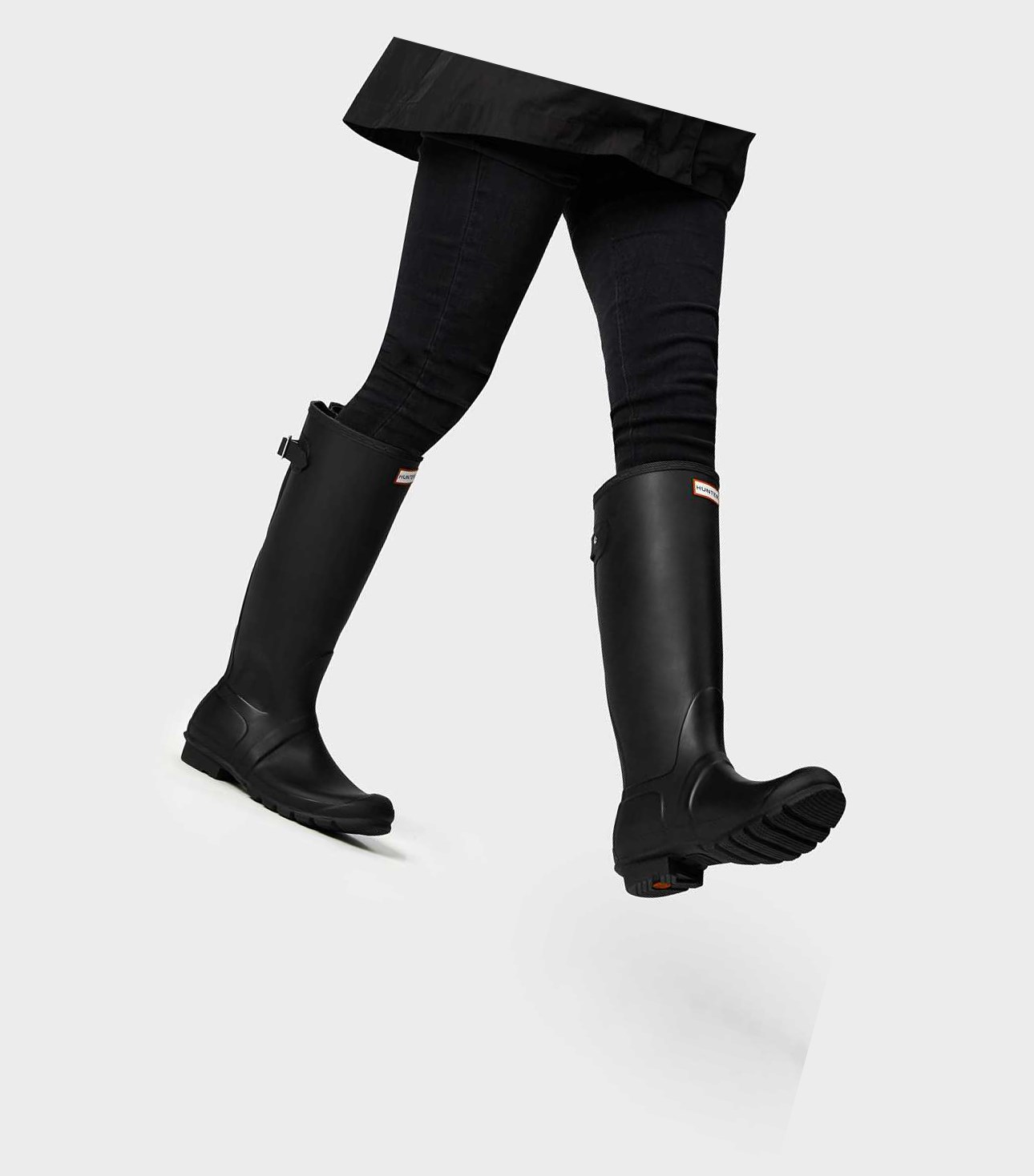 Wysokie Buty Damskie Hunter Original Wysokie Back Wellington Adjustable Czarne | 159UQTNSV