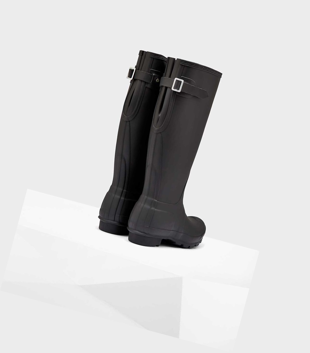 Wysokie Buty Damskie Hunter Original Wysokie Back Wellington Adjustable Czarne | 159UQTNSV
