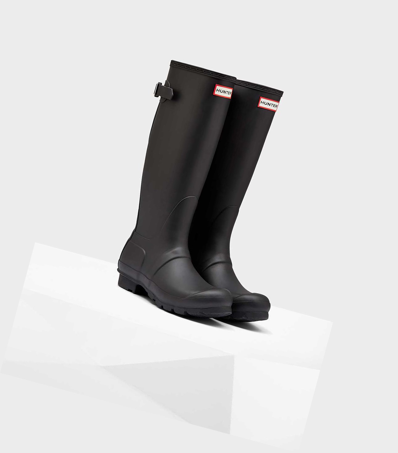 Wysokie Buty Damskie Hunter Original Wysokie Back Wellington Adjustable Czarne | 159UQTNSV
